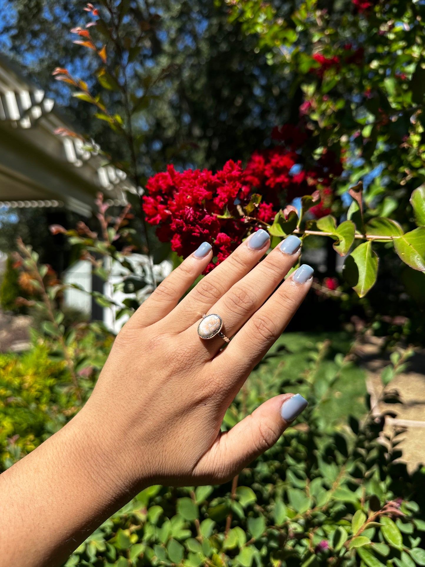Peachy Ocean Jasper Ring - Sz 8.5