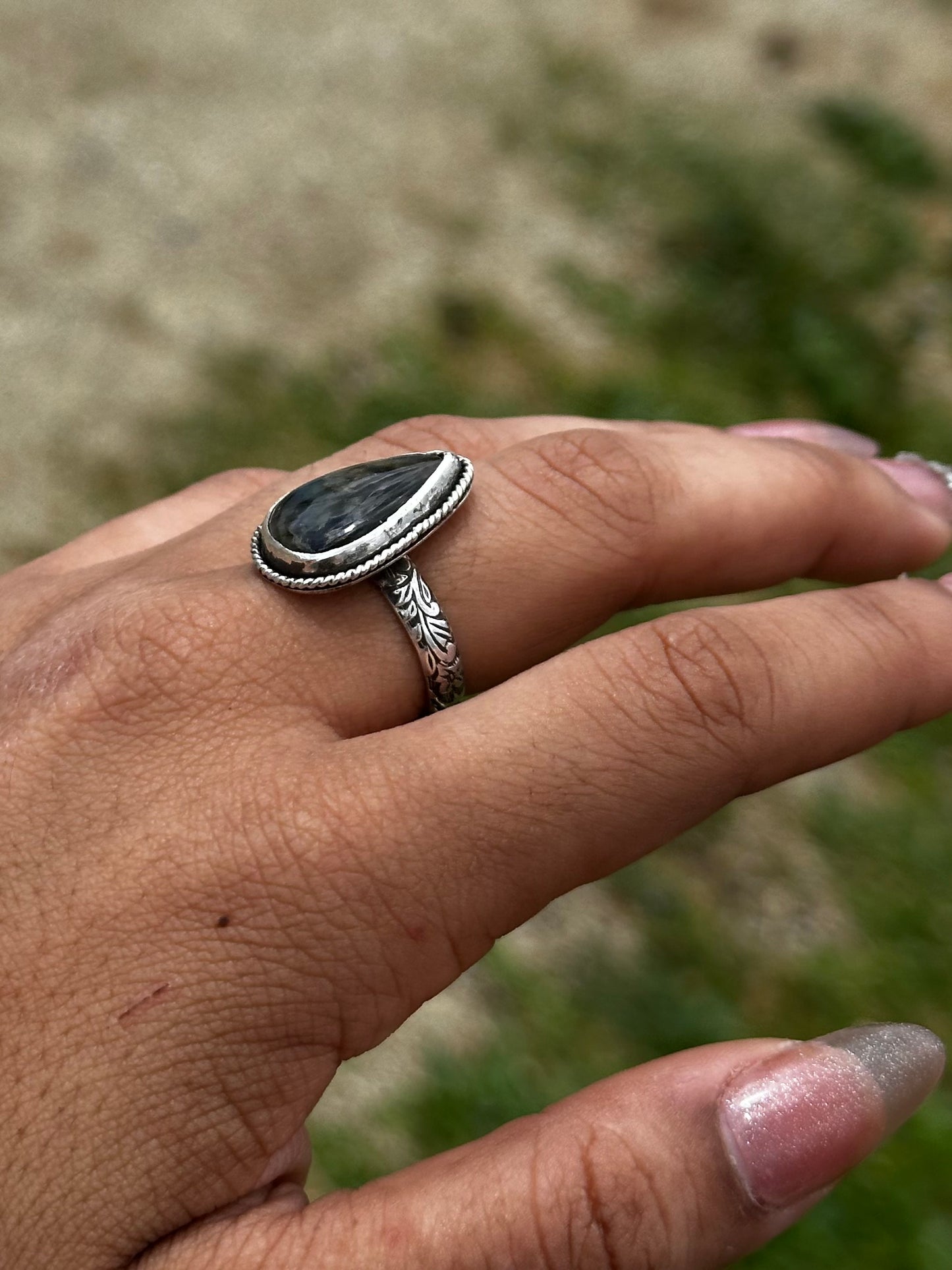 Rainbow Labradorite Ring - Sz 8.75