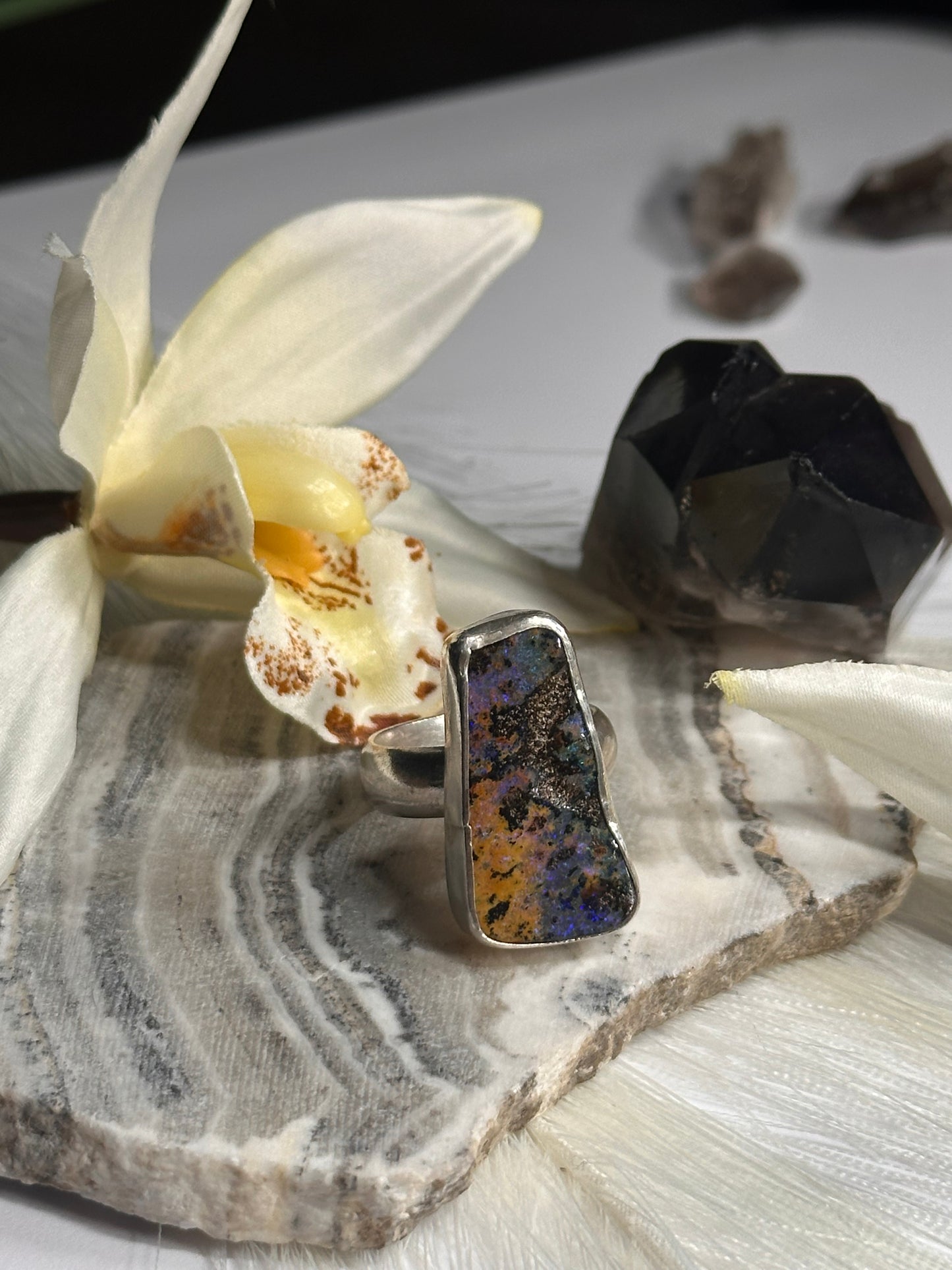 Organic Boulder Opal Ring - Sz 8