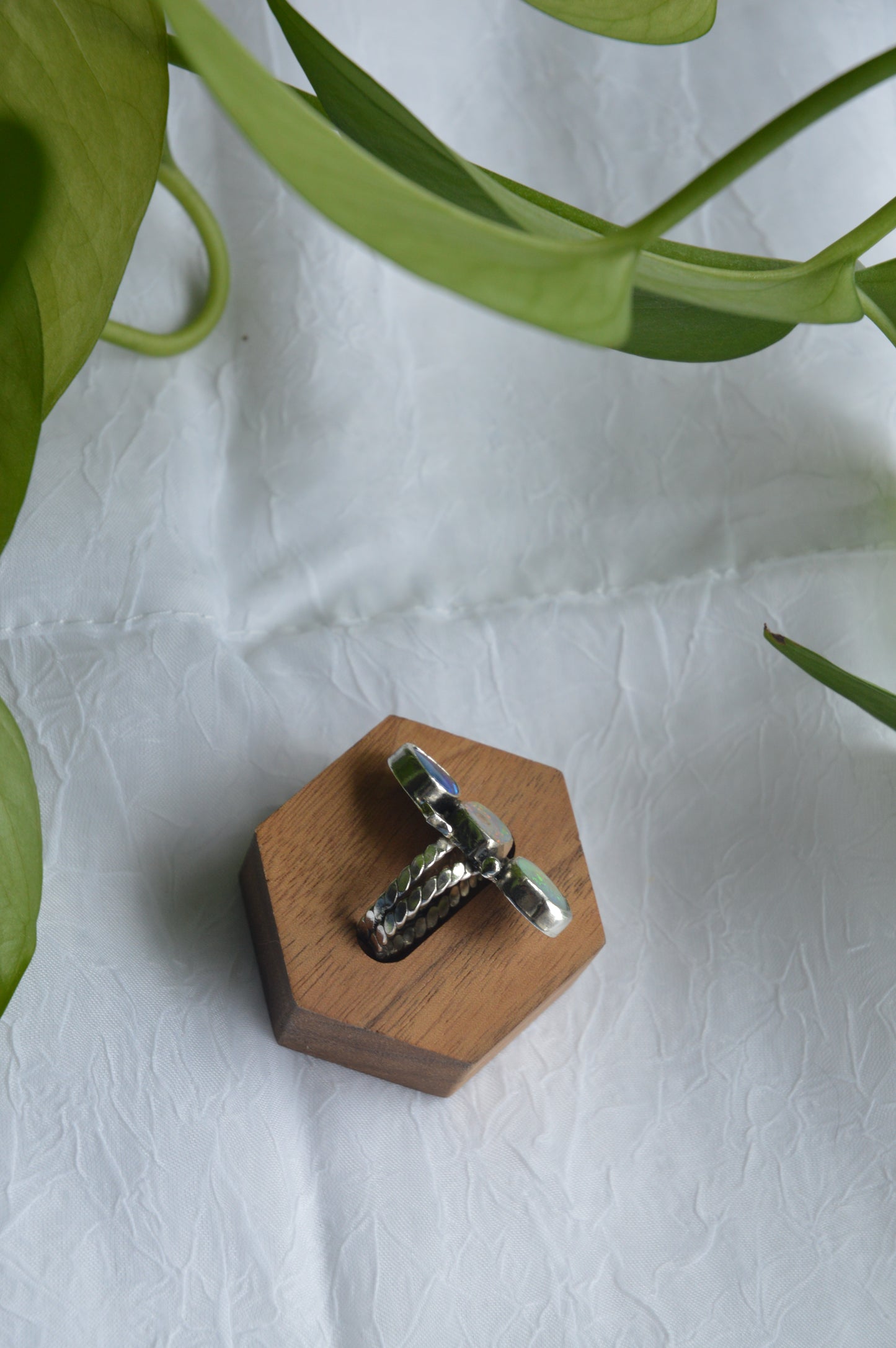 Twinkling Australian Opal Star Ring Sz. 5.5