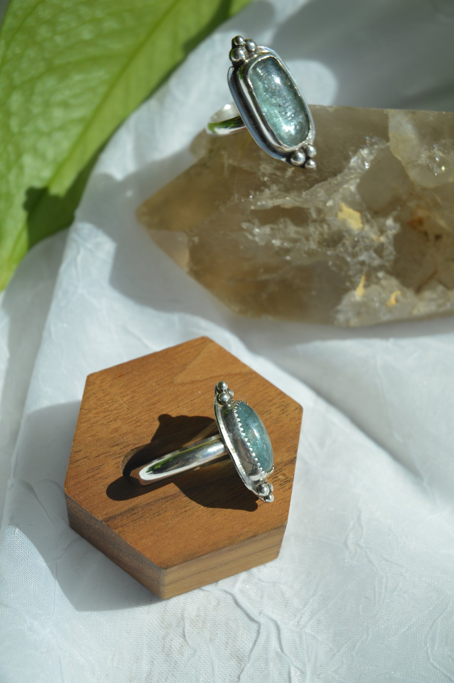 Light Teal Kyanite Rings Sz 6 + 9