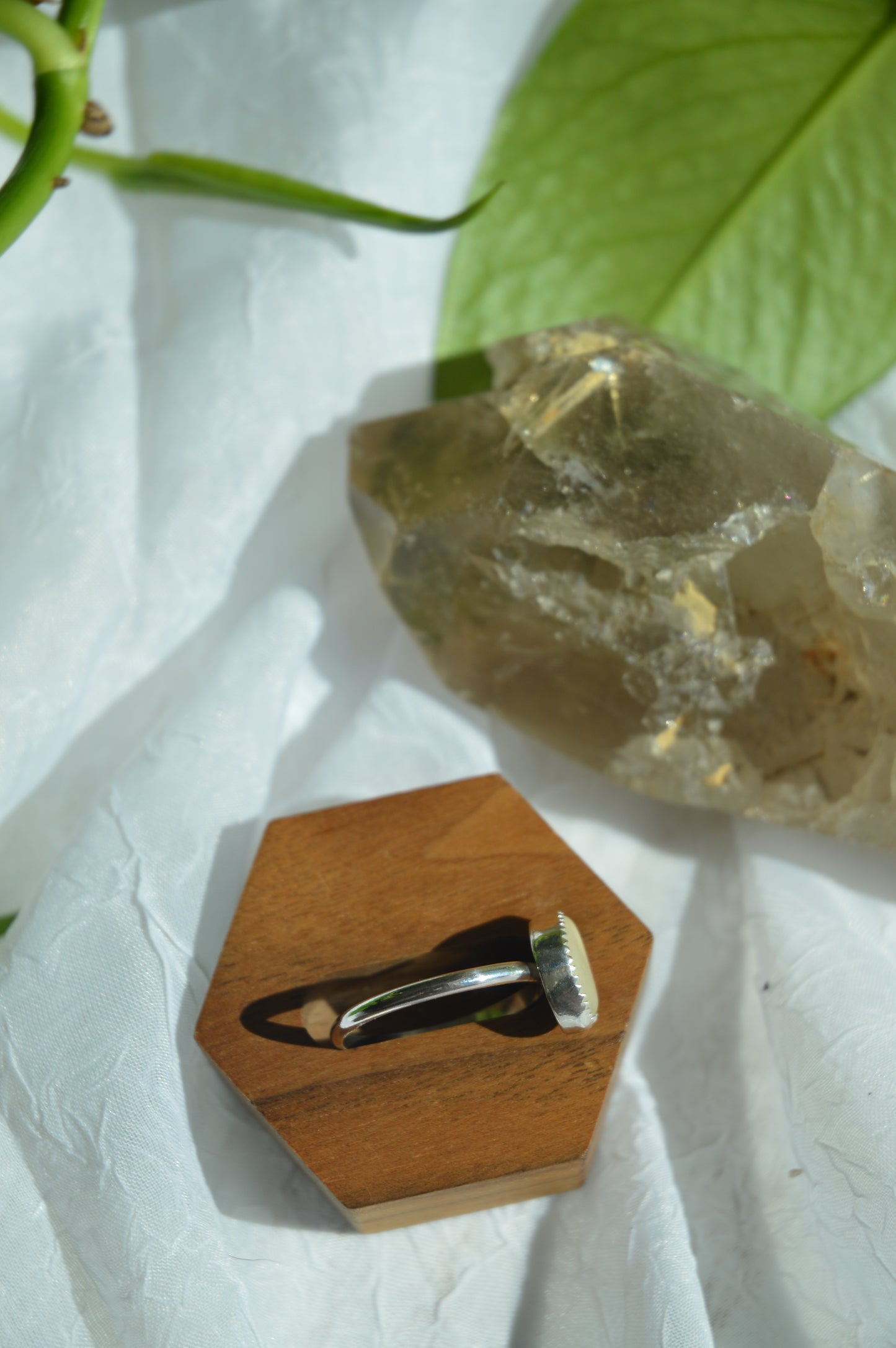 White Sea glass Ring - Sz 10.25