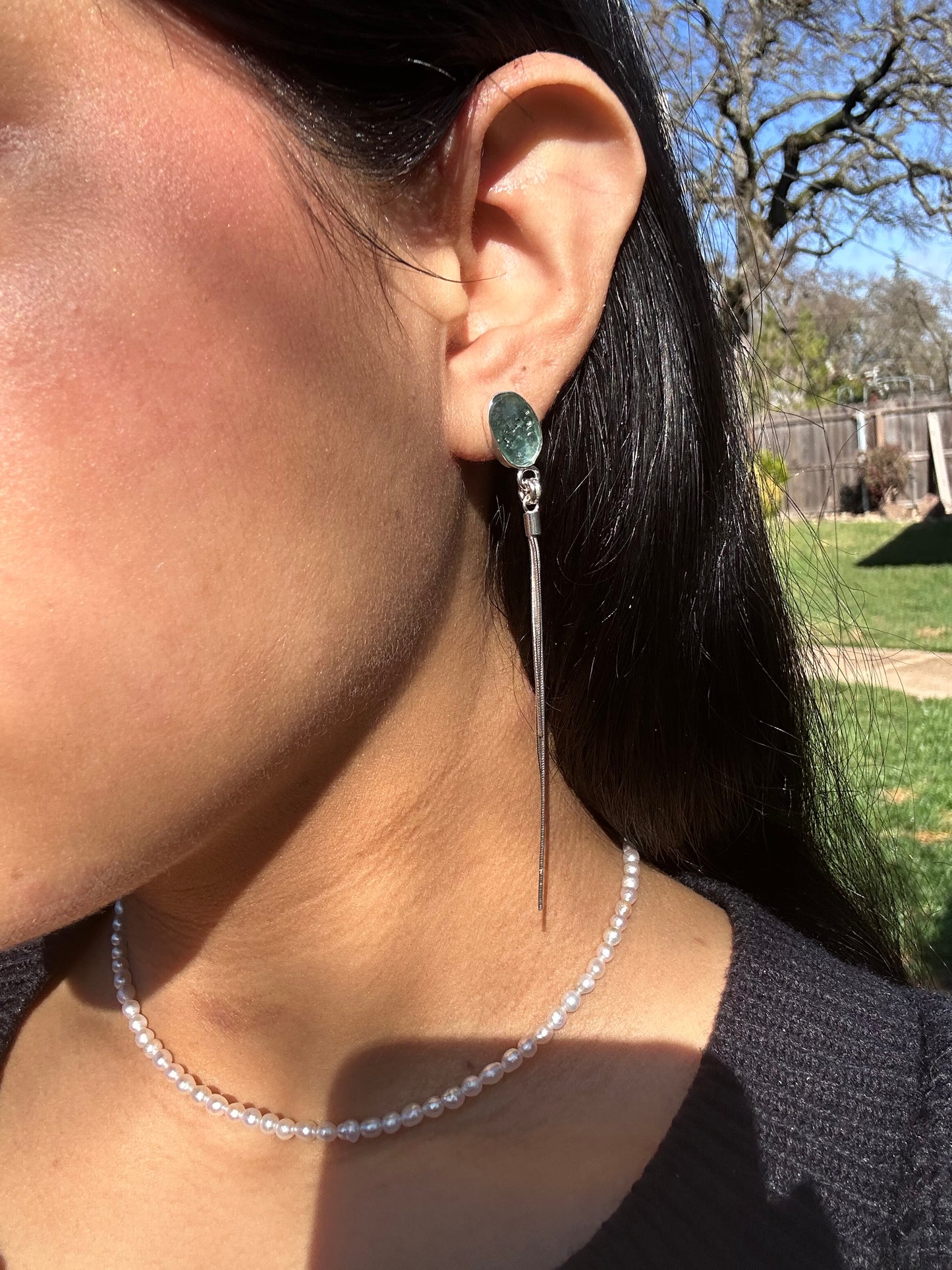 Teal Kyanite Whimsy Dangle Earrings