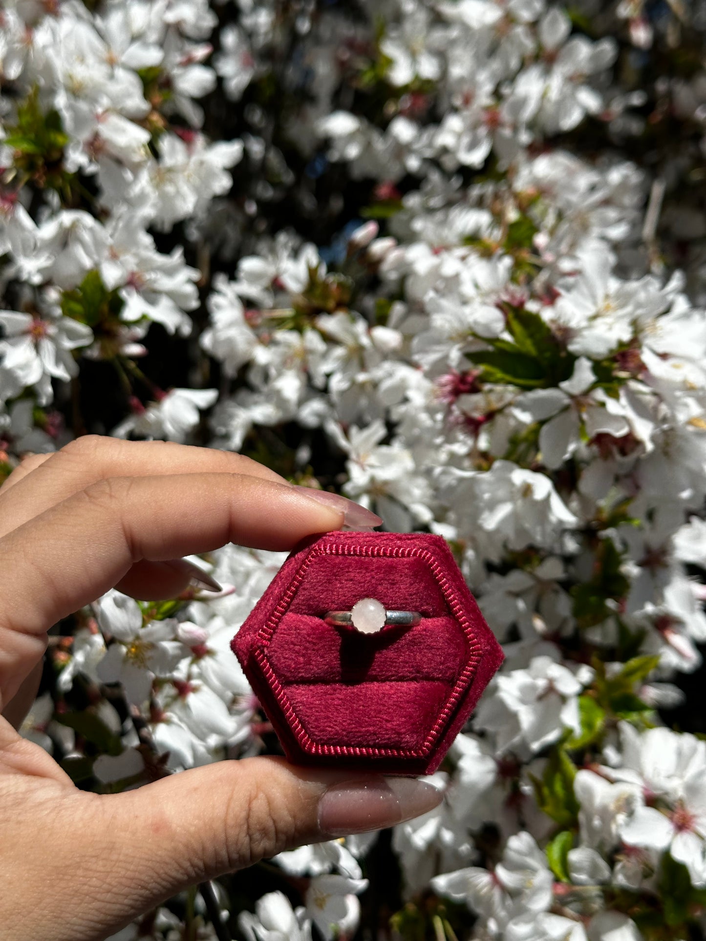 Rose Quartz Stacker Ring - Sz 6