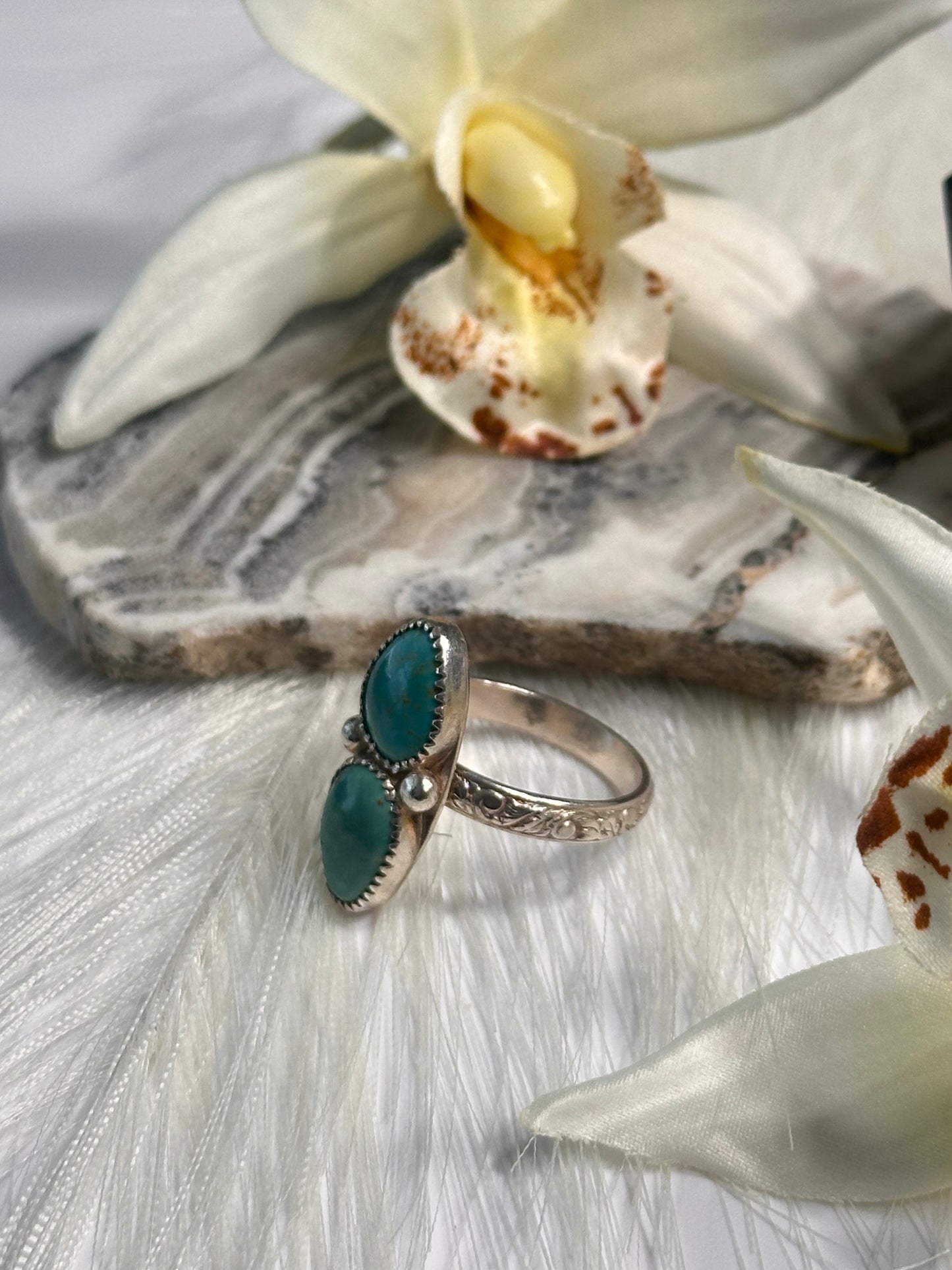 Double Trouble Turquoise Ring - Sz 9.5