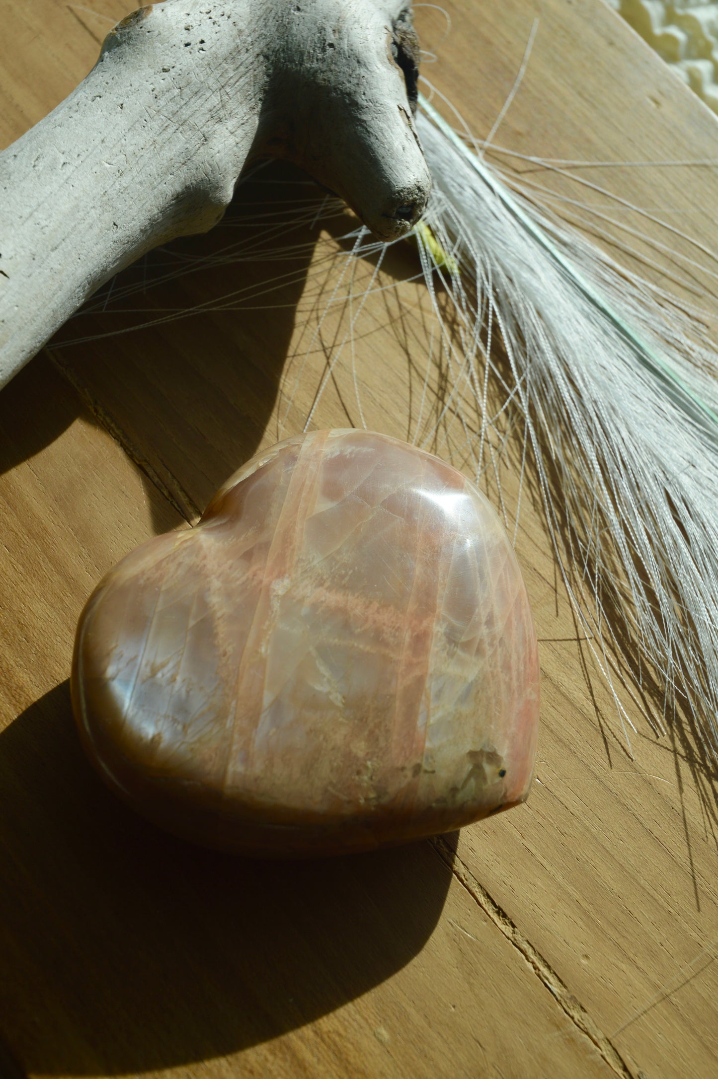 Peach Moonstone heart