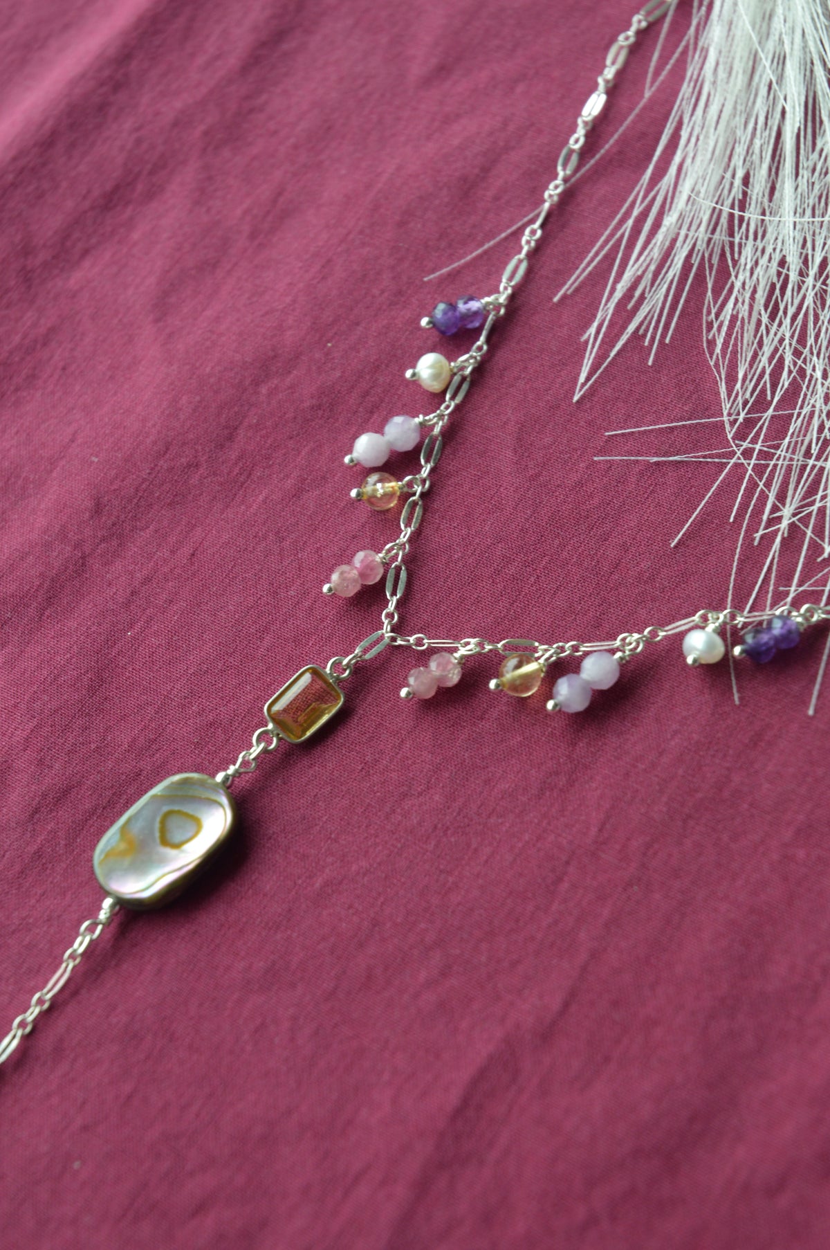 Citrine Waterfall Lariat Necklace