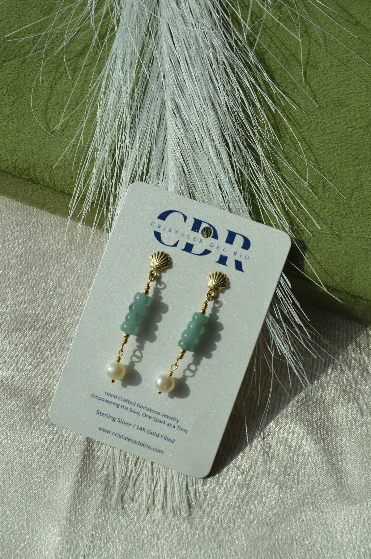 Blue Water Jade Shell Earrings