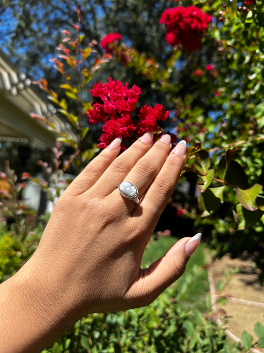 White Ocean Jasper ring