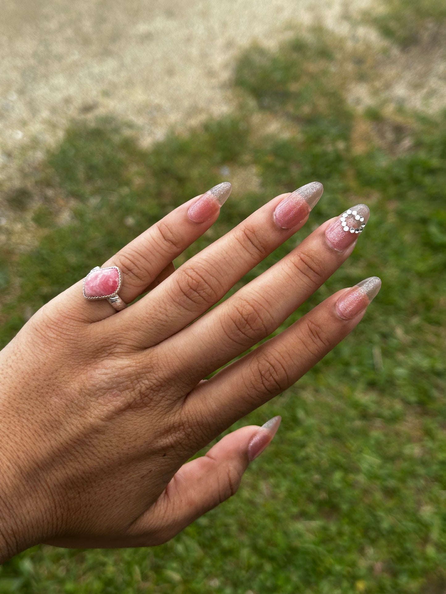 Rhodochrosite Flower ring