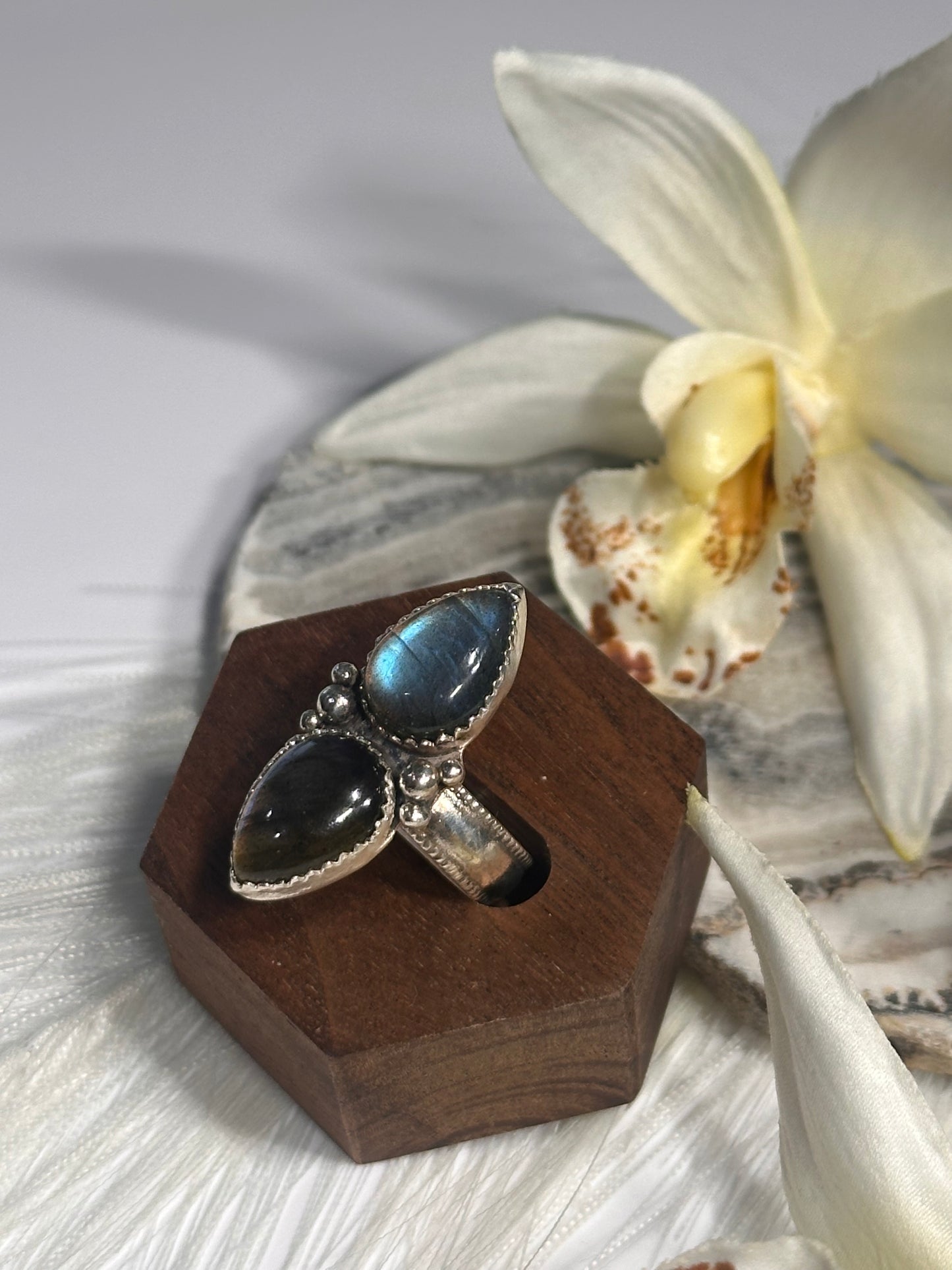 Labradorite Double Ring - Sz 7