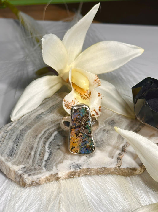 Organic Boulder Opal Ring - Sz 8