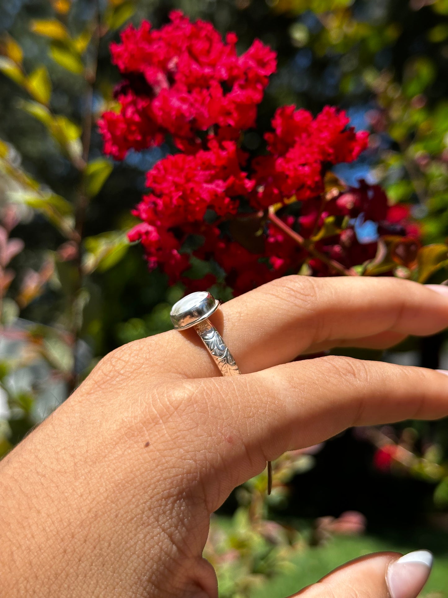 White Ocean Jasper ring