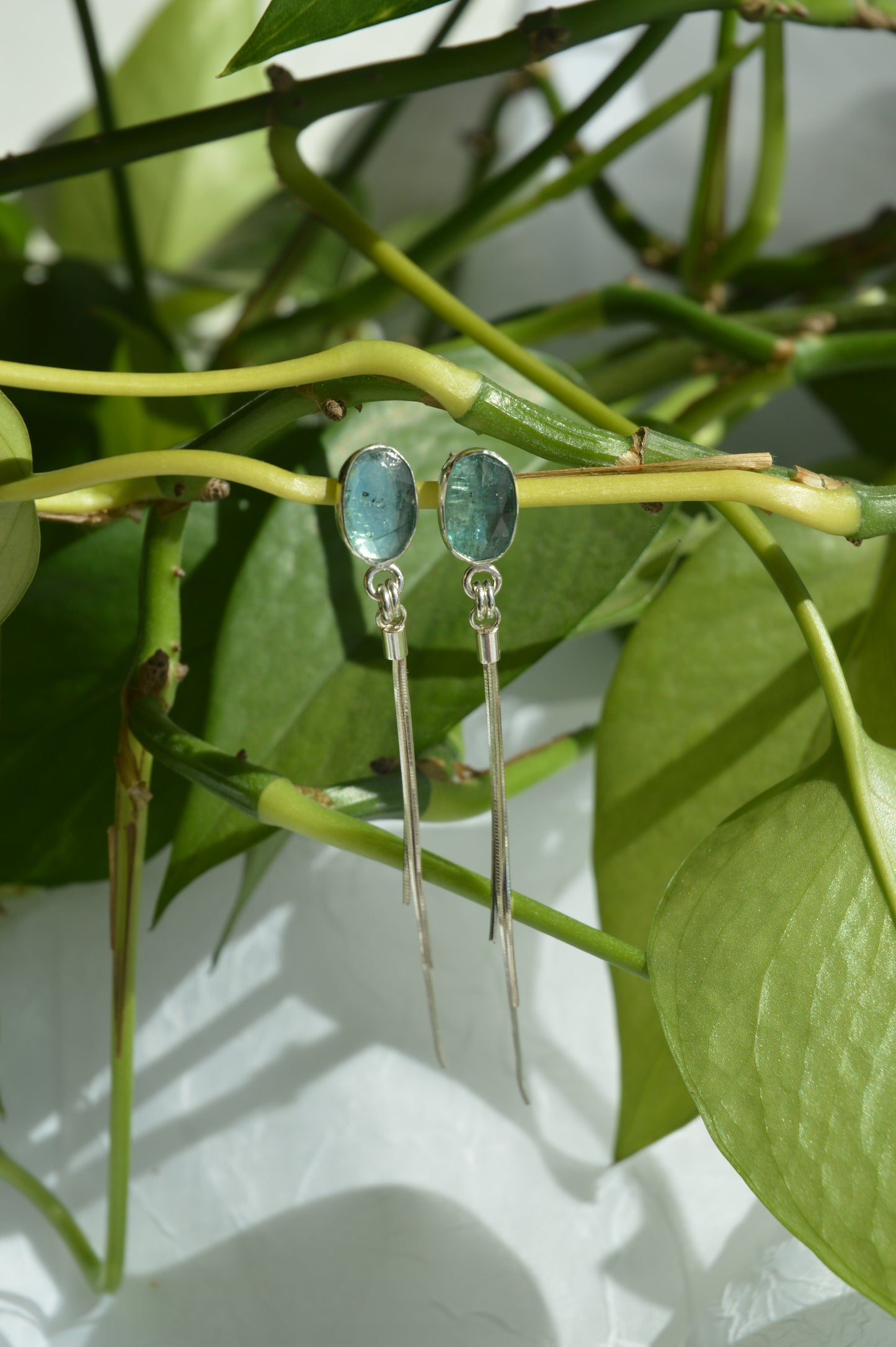 Teal Kyanite Whimsy Dangle Earrings