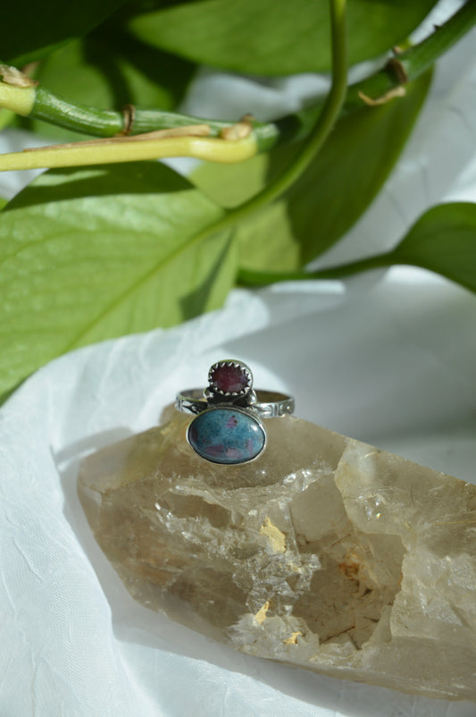 Ruby + Ruby in Kyanite Ring - Sz 10