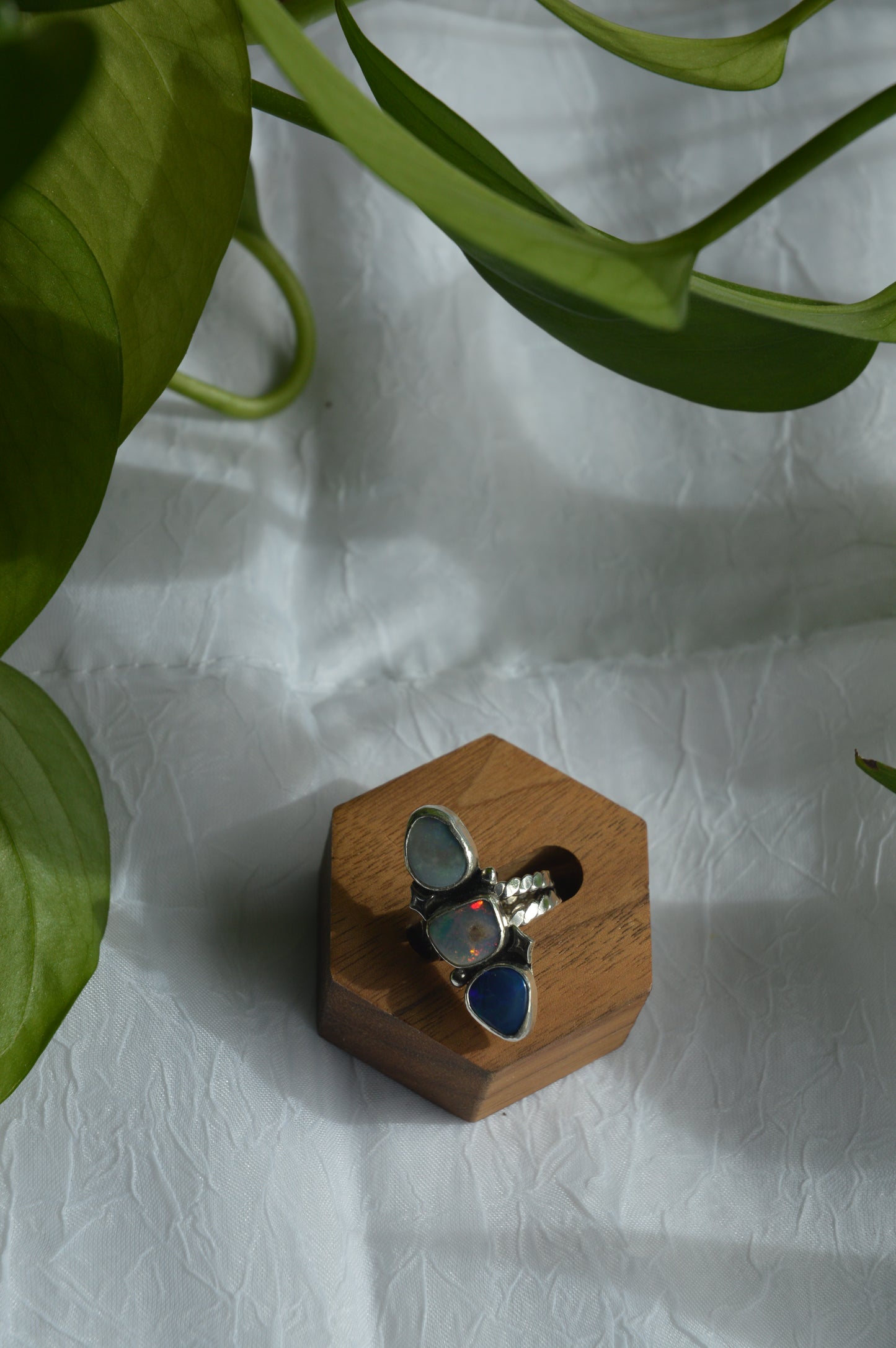 Twinkling Australian Opal Star Ring Sz. 5.5