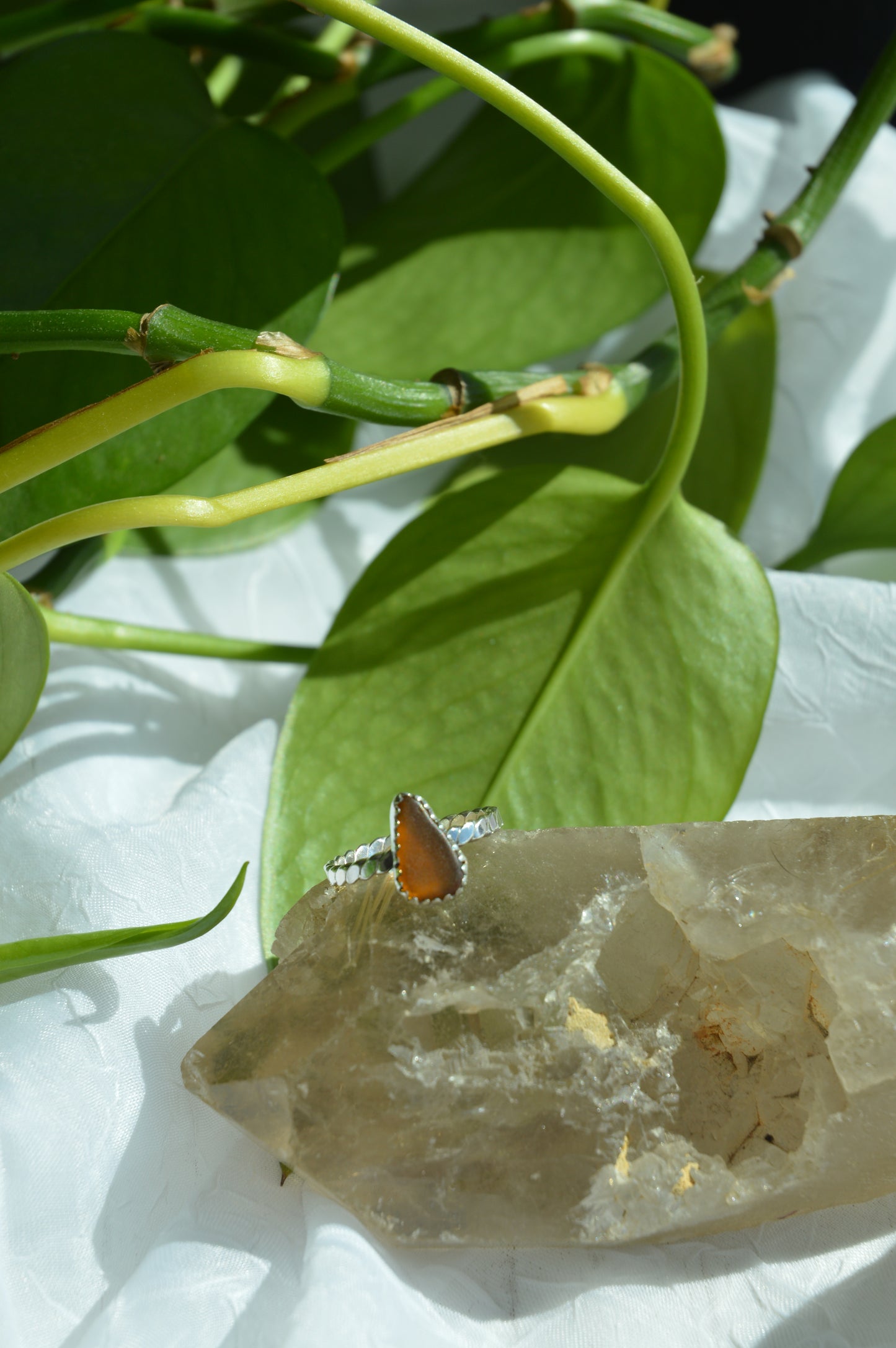 Brown Sea Glass Rings