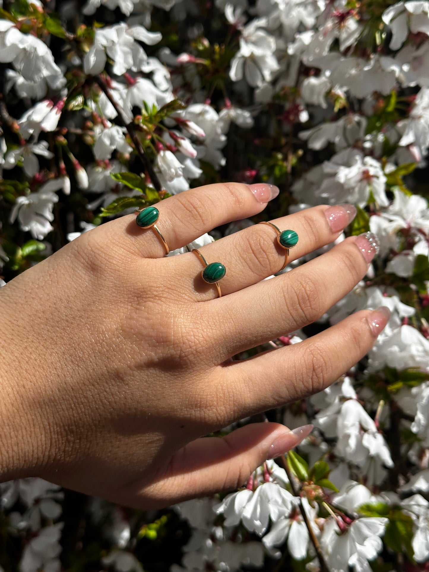 14/20k Gold-filled oval Malachite ring