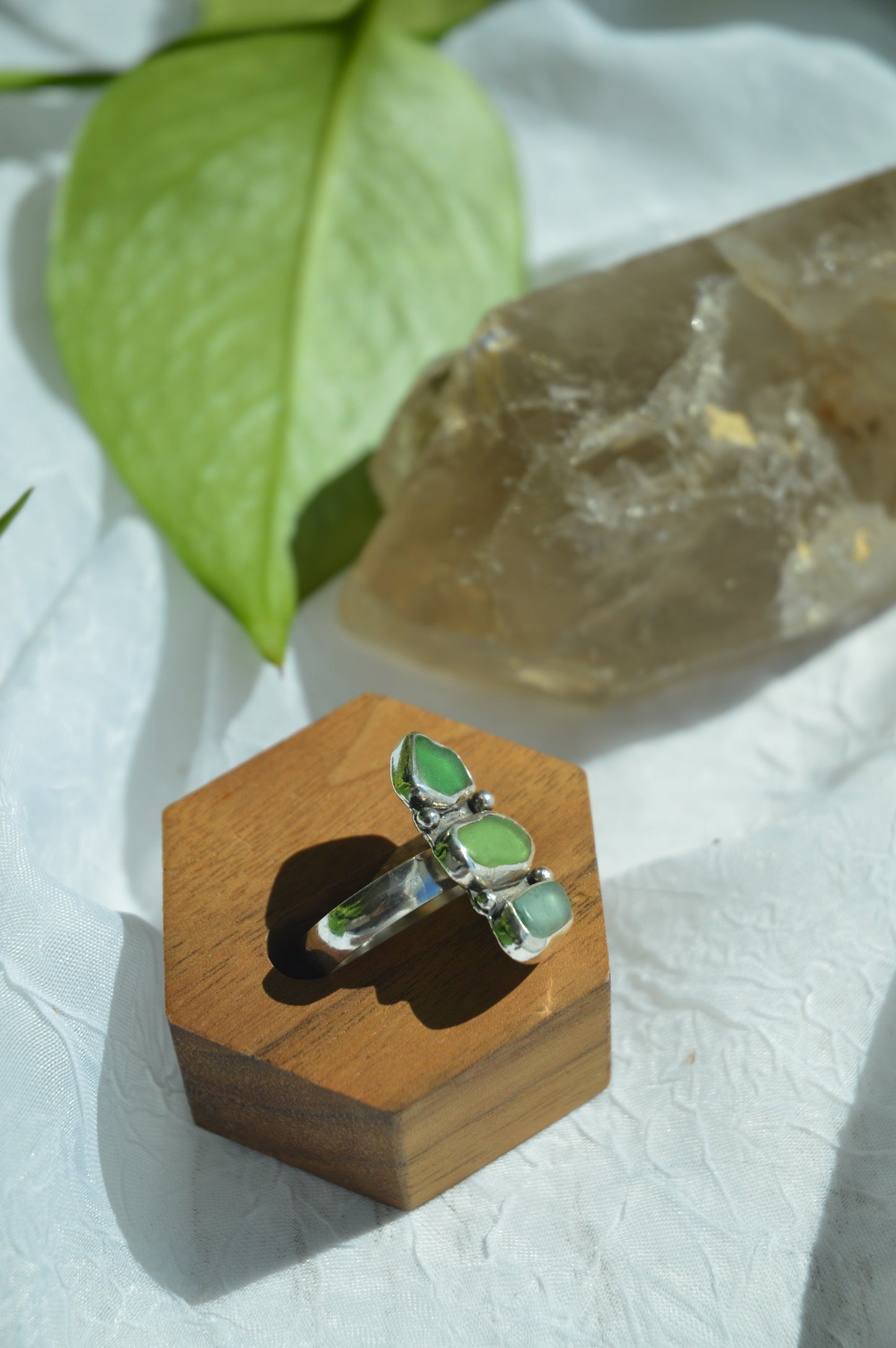 Sea Glass Stack Rings - Sz 7.25 + 9.75