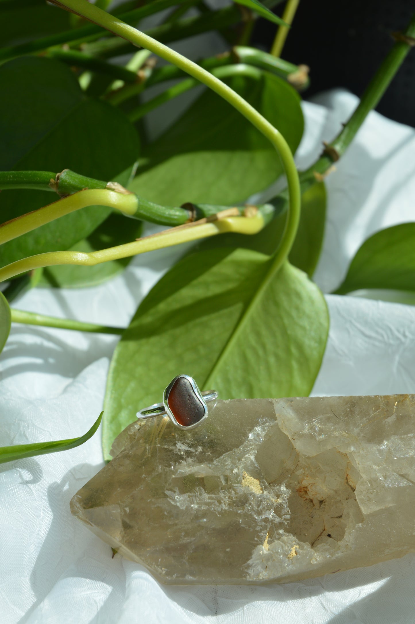 Brown Sea Glass Rings
