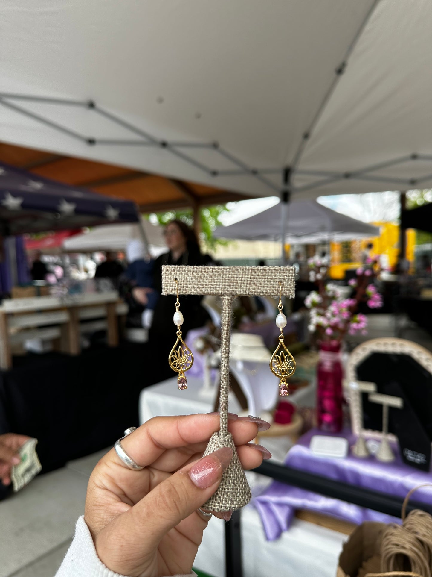 Pink Lotus Earrings