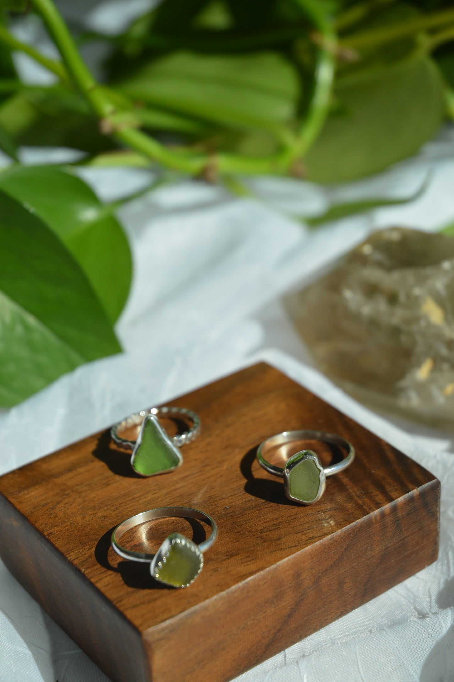 Green Sea Glass Rings