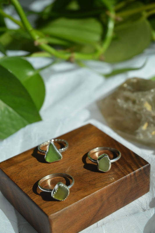 Green Sea Glass Rings
