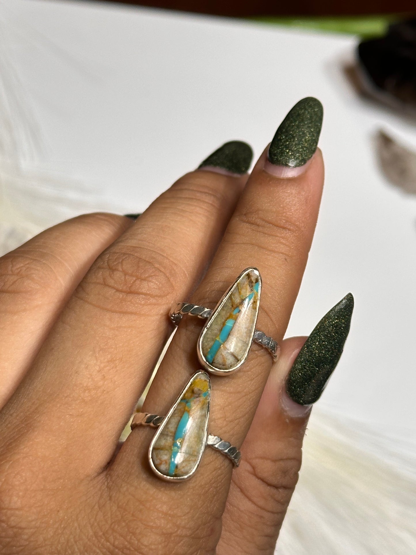 Royston Ribbon Turquoise Ring - Sz 7 & Sz 9