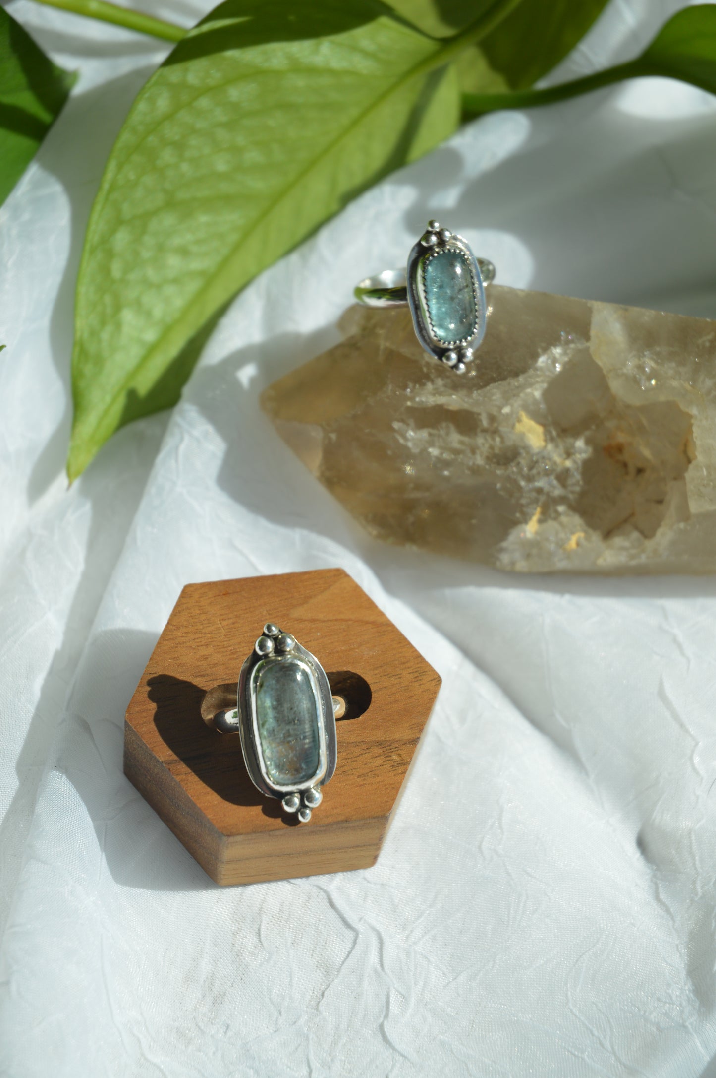 Light Teal Kyanite Rings Sz 6 + 9