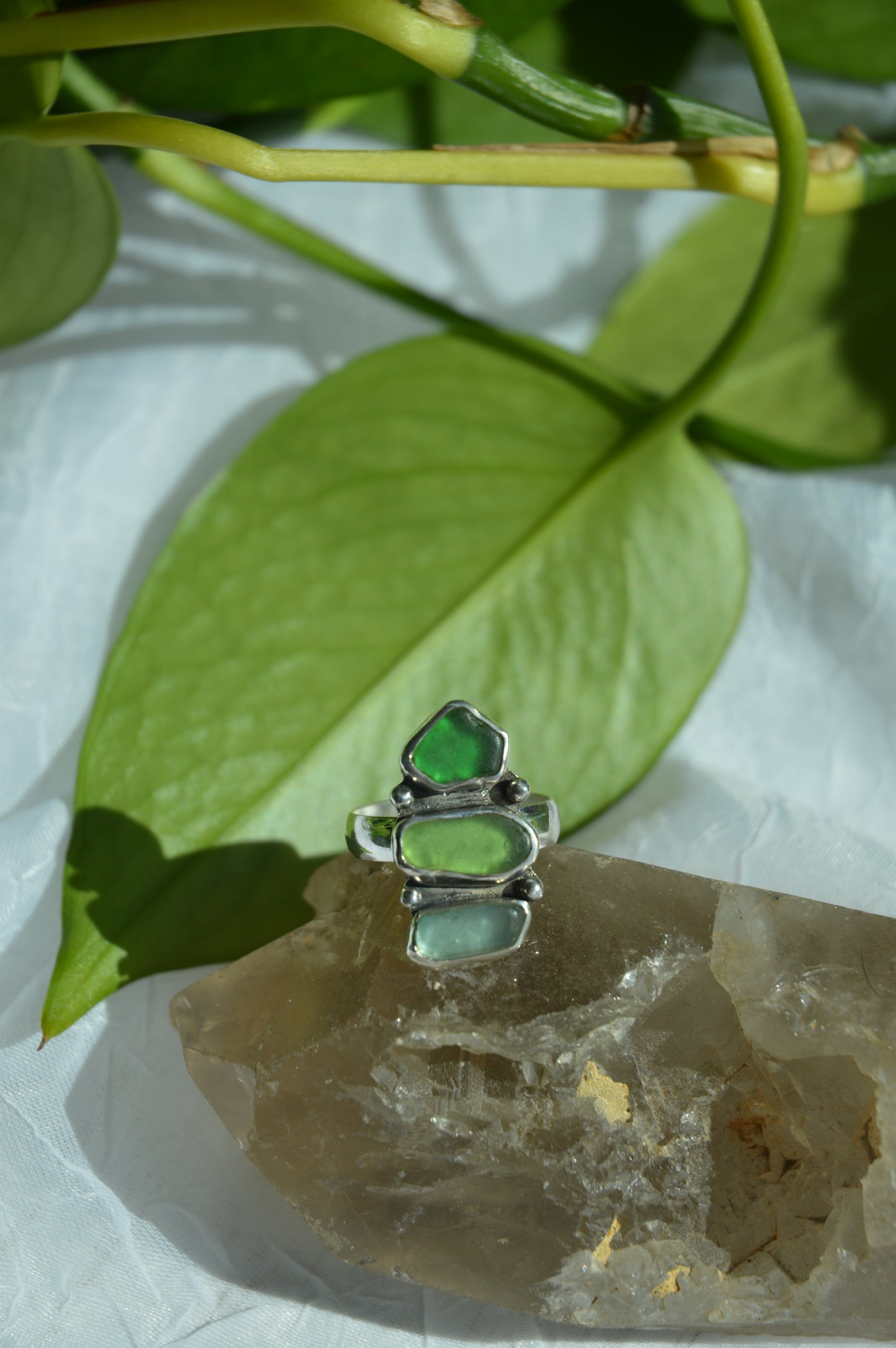 Sea Glass Stack Rings - Sz 7.25 + 9.75