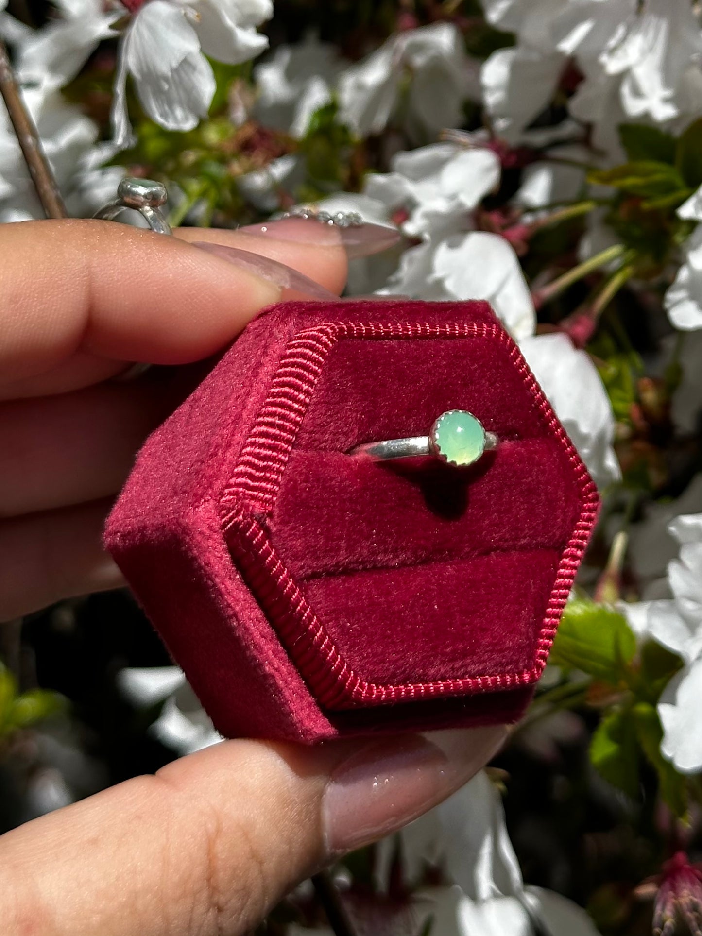 Chrysoprase stacker rings