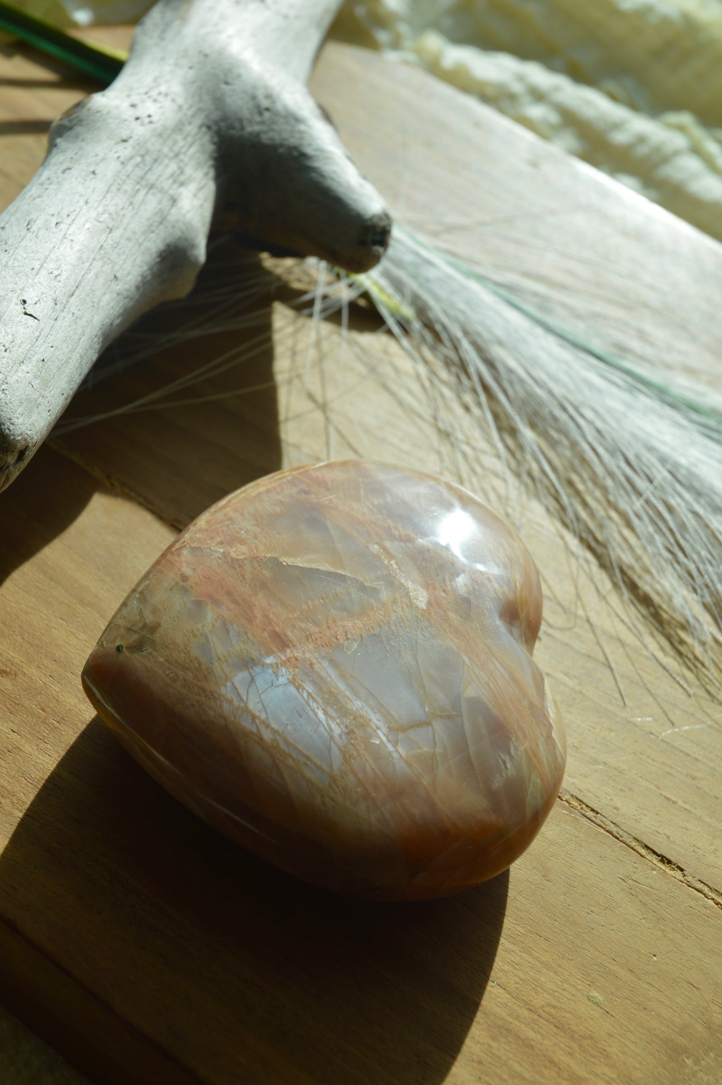 Peach Moonstone heart