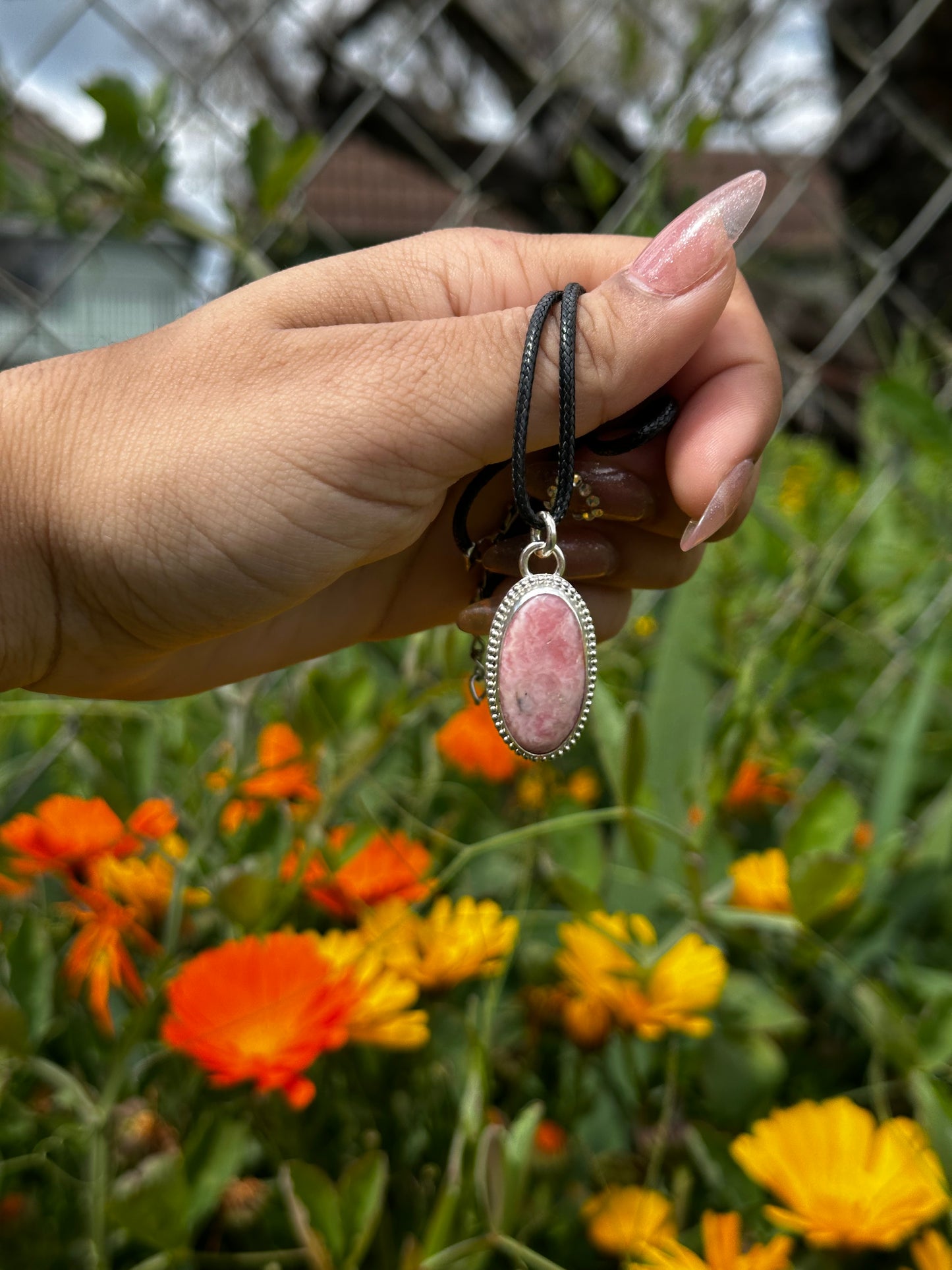 Rhodochrosite pendant