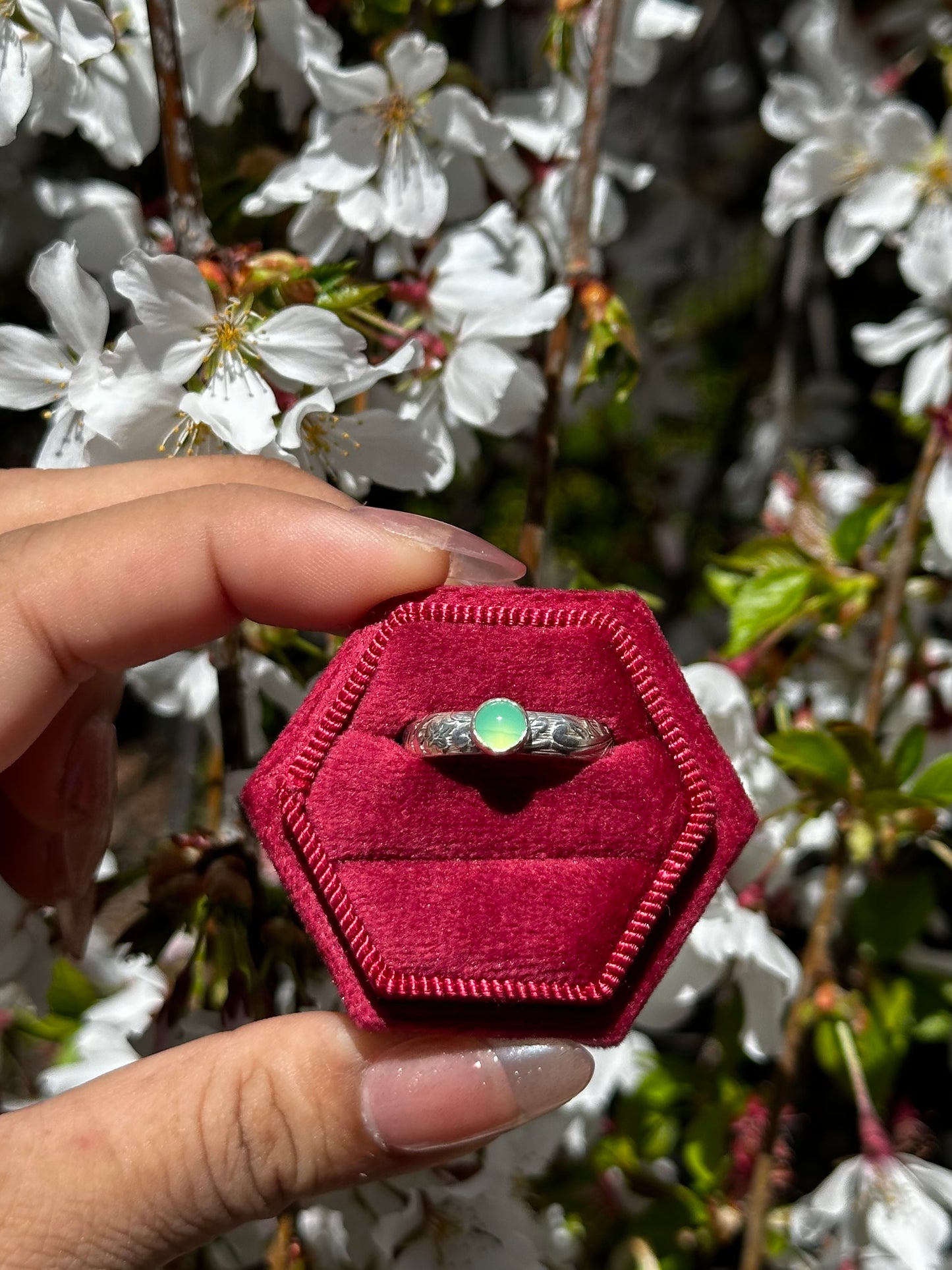 Chrysoprase stacker rings