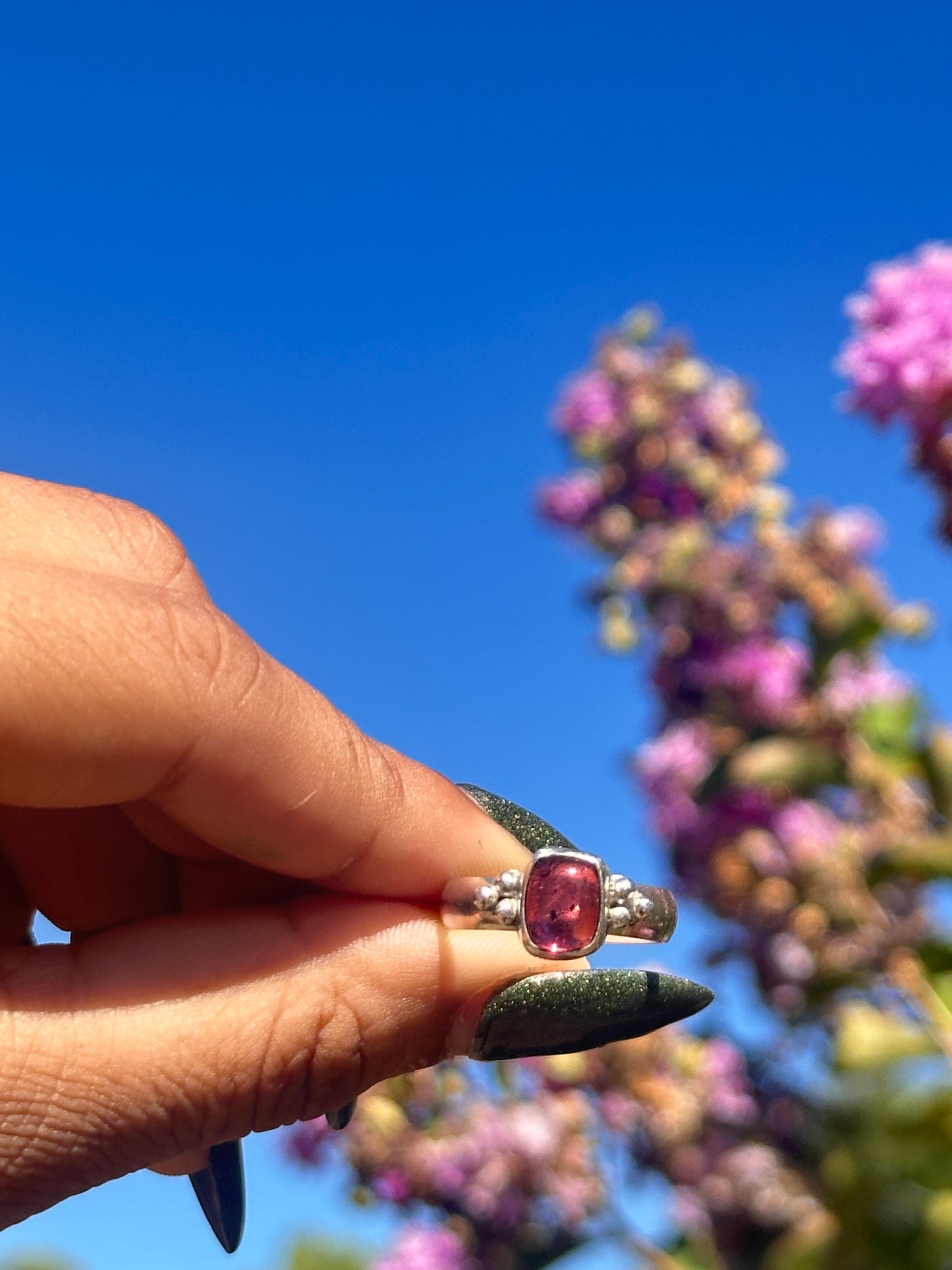Fairy Pink Tourmaline Ring - Sz 8-8.5