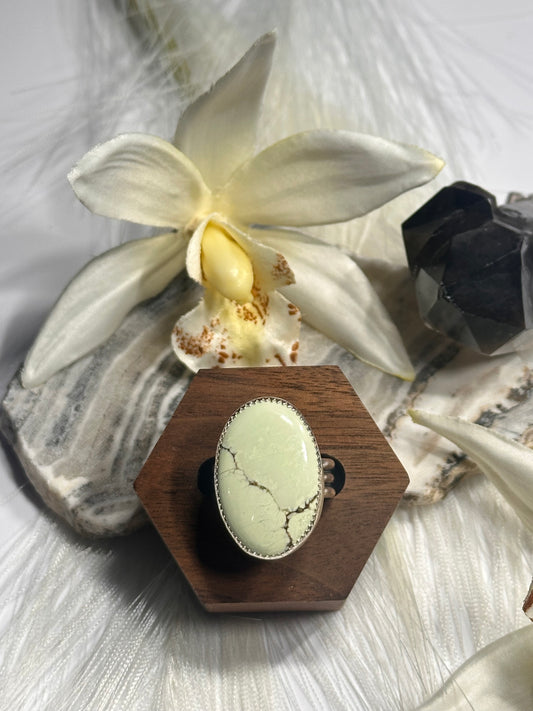 Lemon Chrysoprase Ring - Sz 7.5-7.75