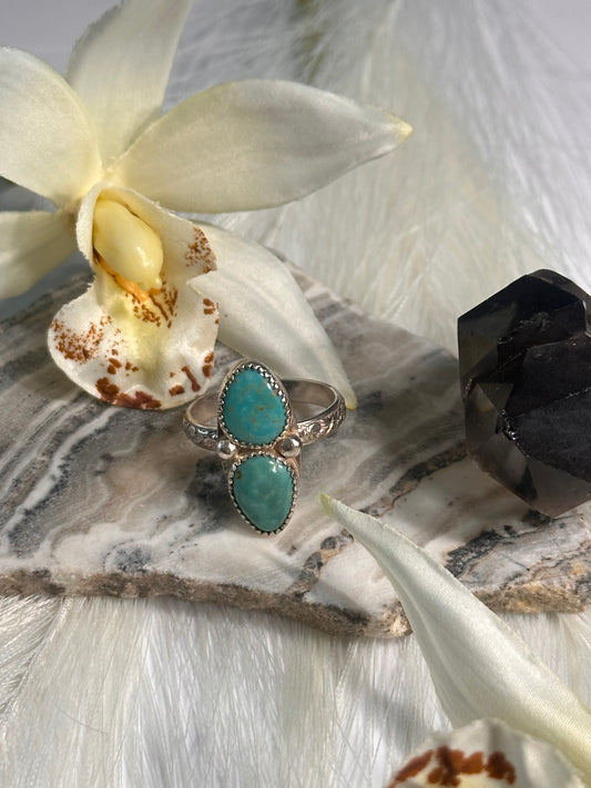 Double Trouble Turquoise Ring - Sz 9.5