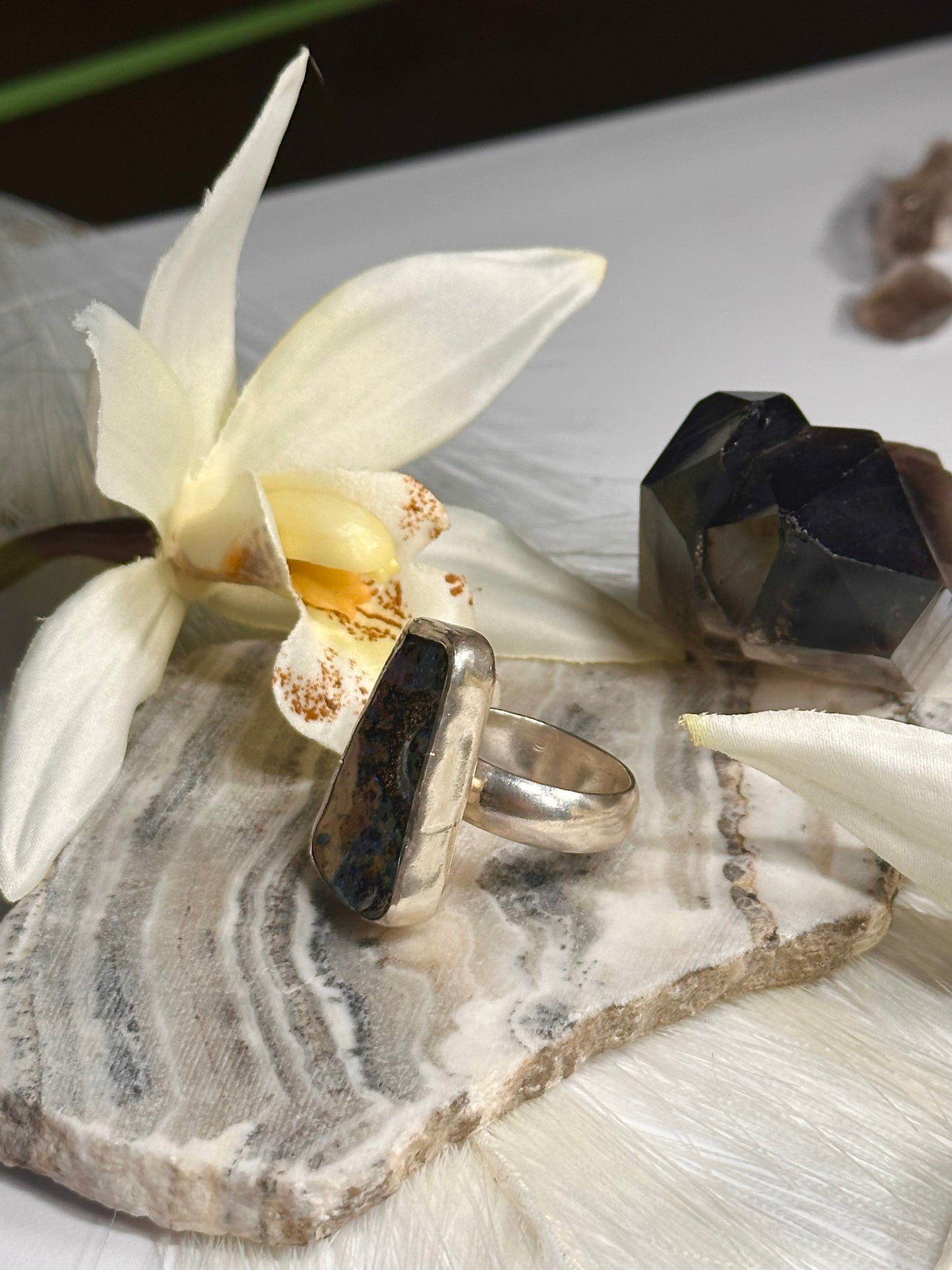Organic Boulder Opal Ring - Sz 8