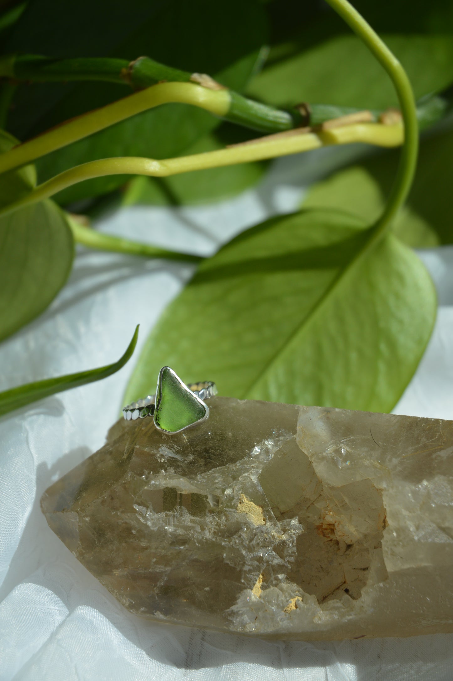 Green Sea Glass Rings