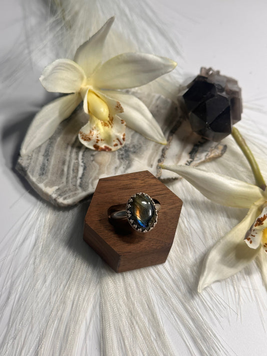 Royal Labradorite Crown Ring - Sz 10