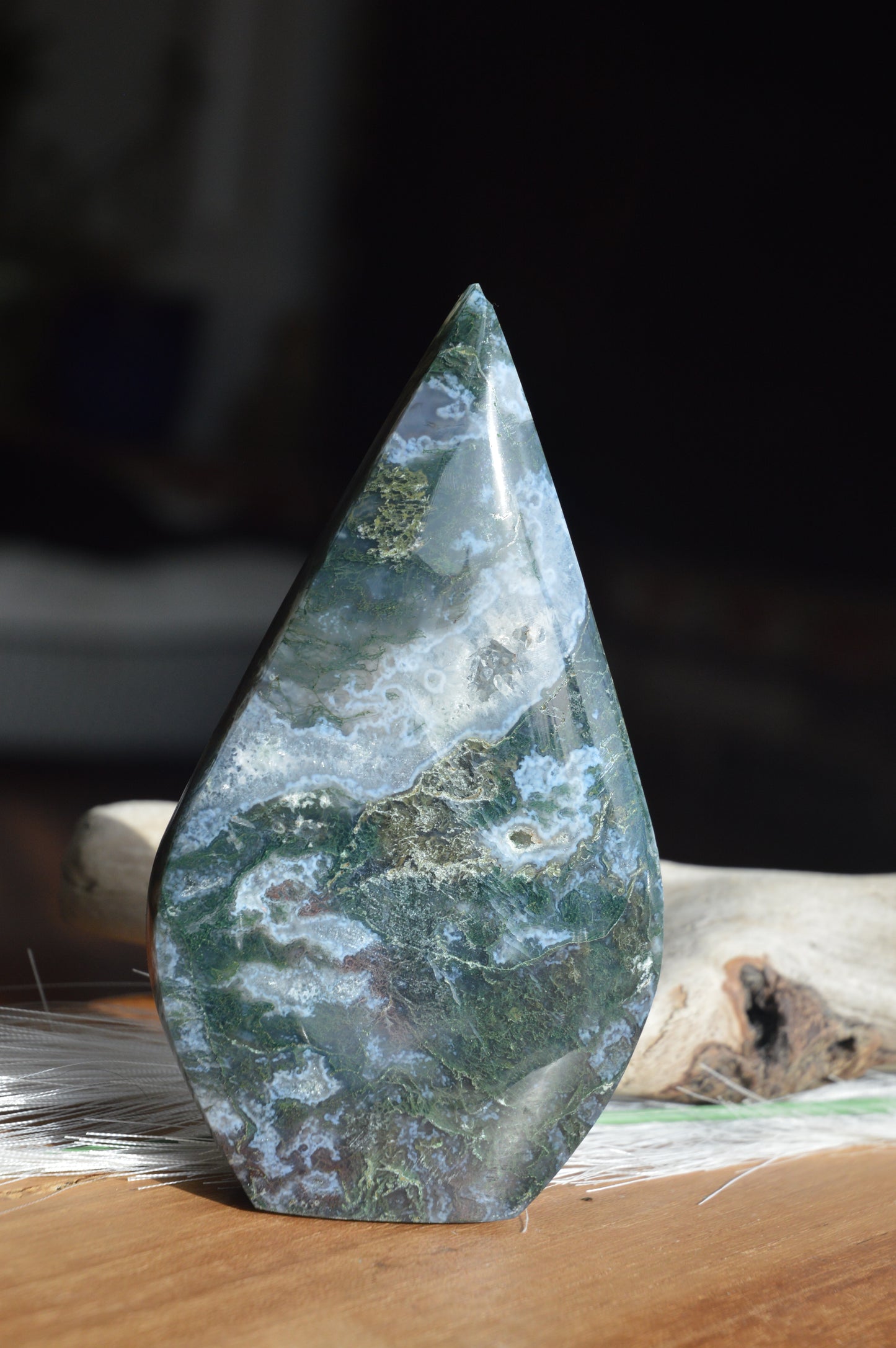 Moss Agate Flame Points