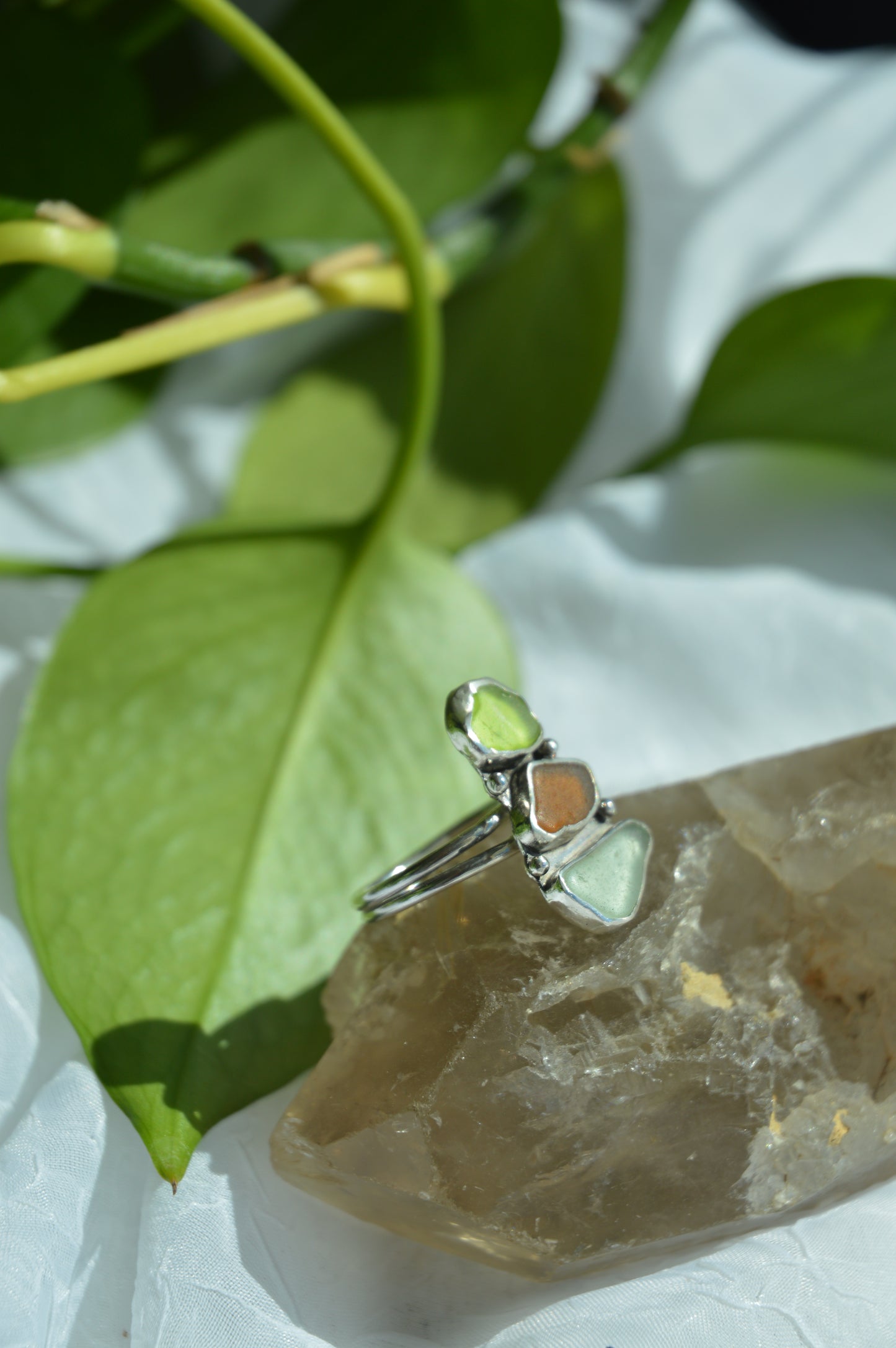 Sea Glass Stack Rings - Sz 7.25 + 9.75
