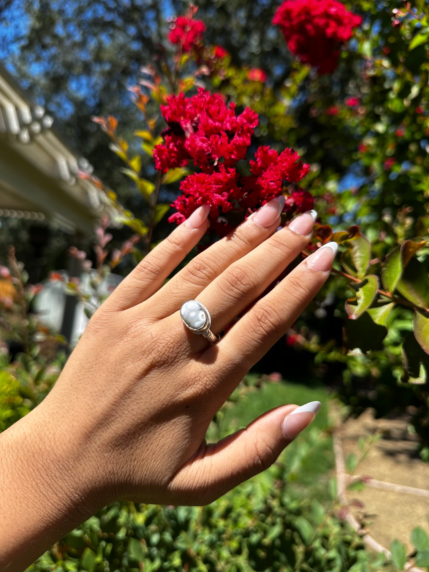 White Ocean Jasper ring