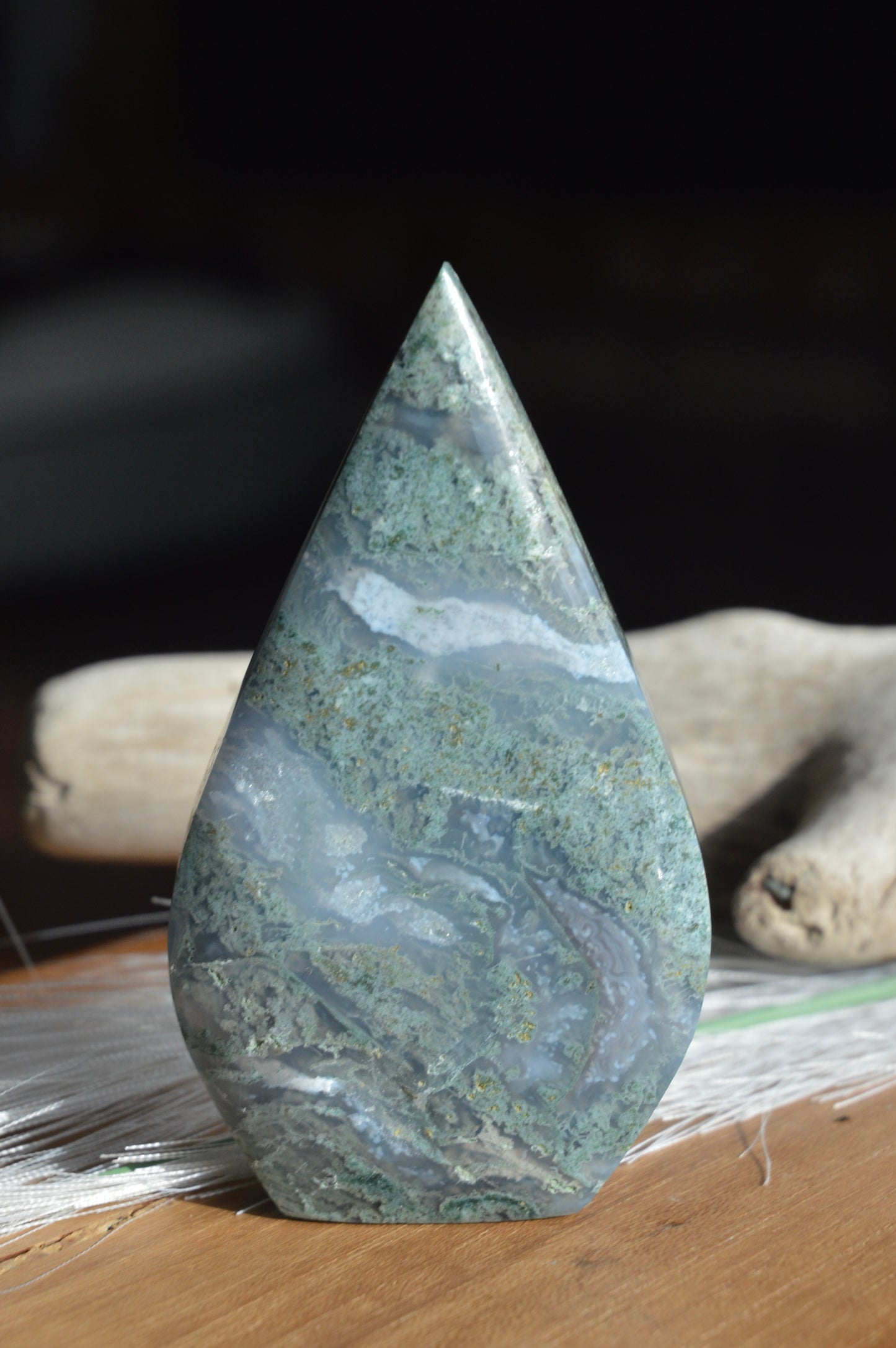 Moss Agate Flame Points