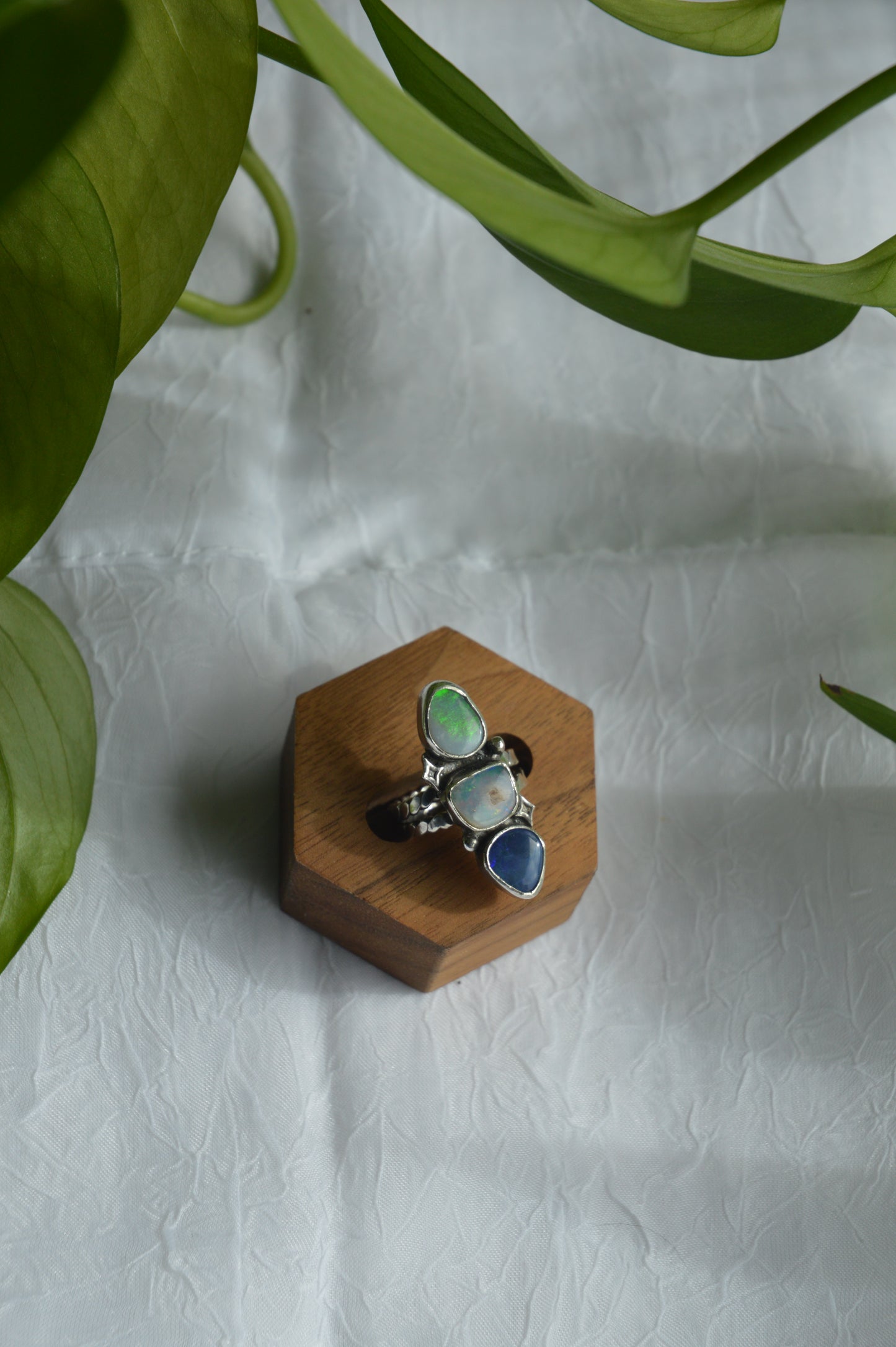 Twinkling Australian Opal Star Ring Sz. 5.5