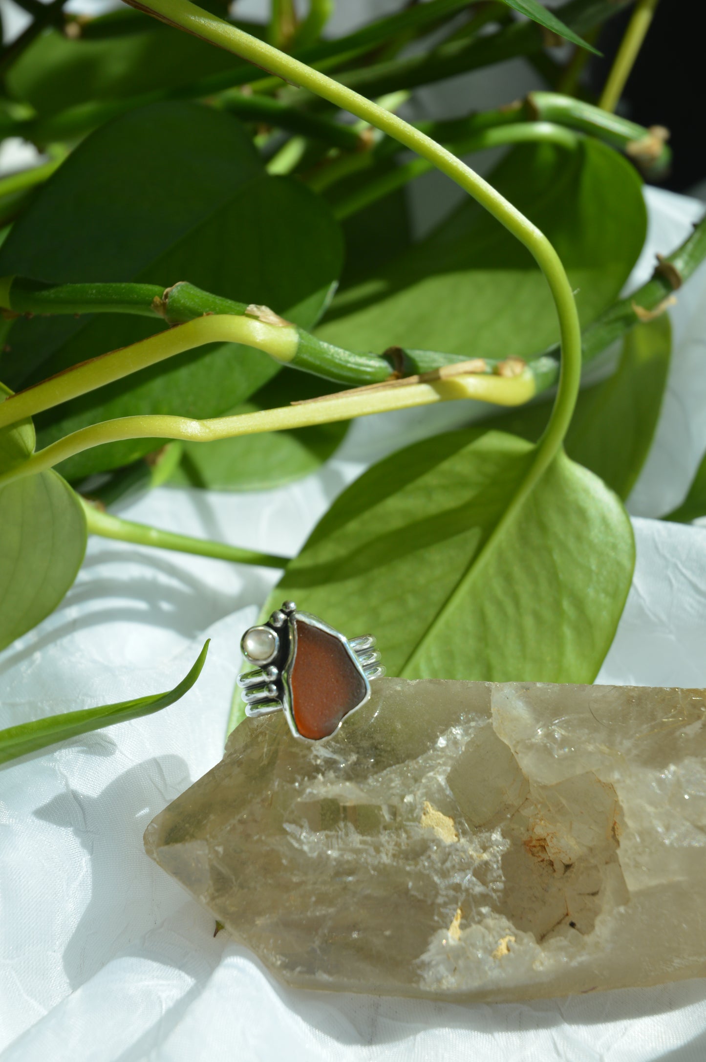Brown Sea Glass Rings