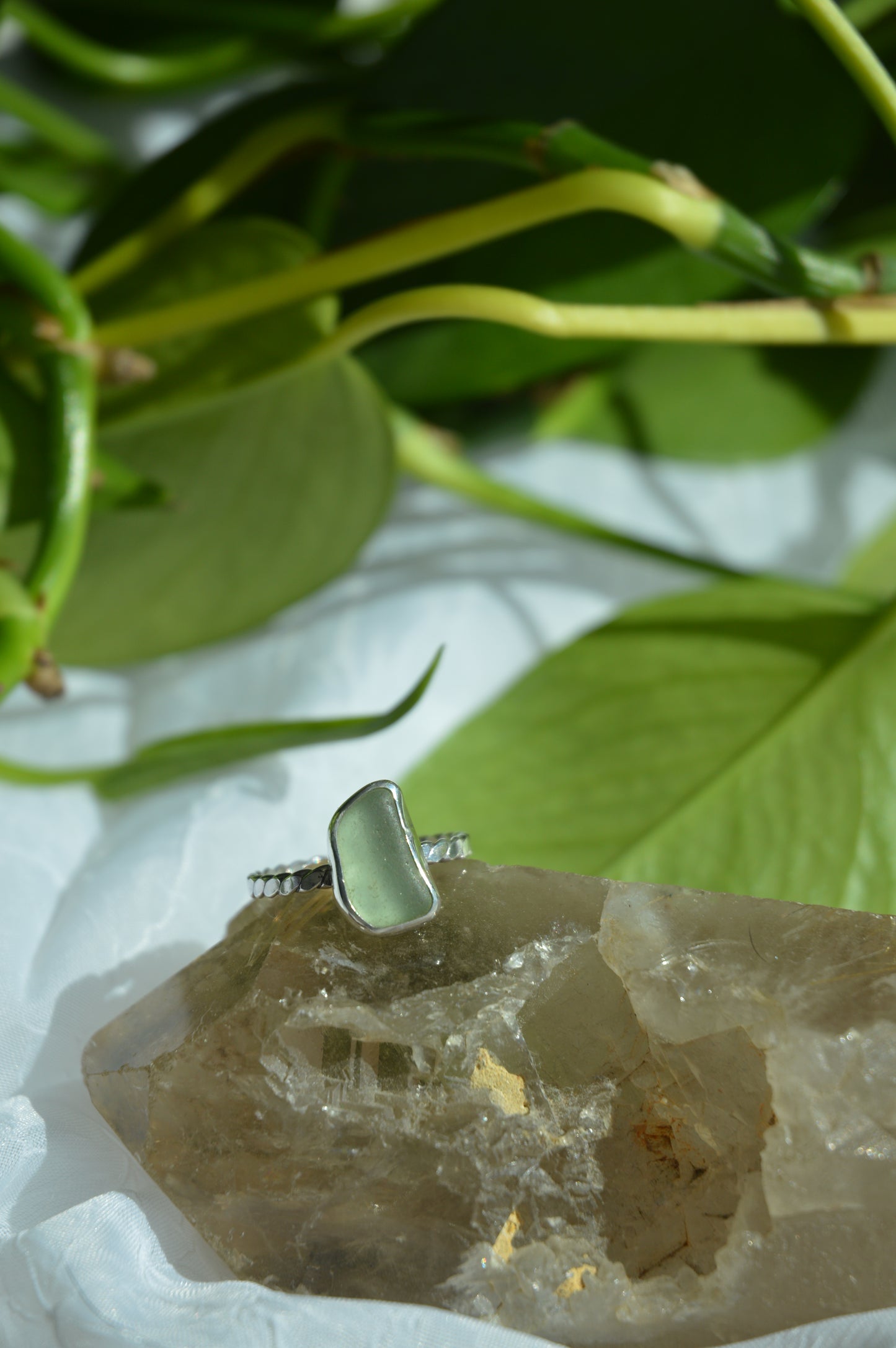 Light Blue Sea Glass Rings