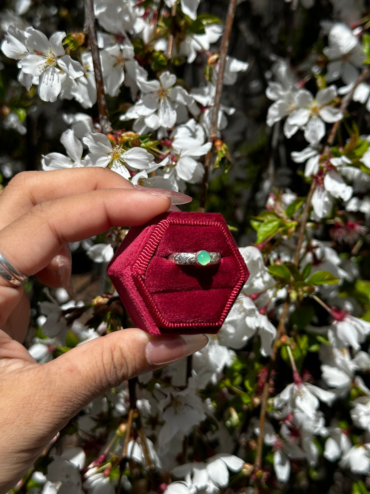 Chrysoprase stacker rings