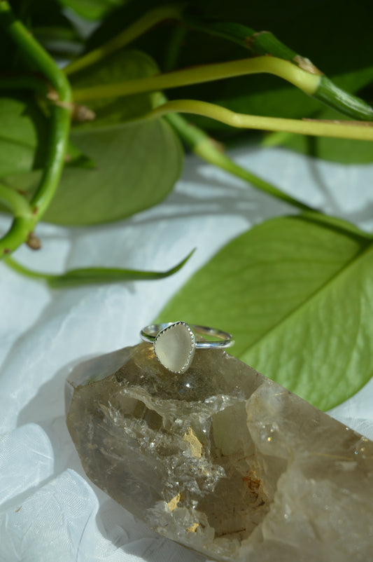 White Sea glass Ring - Sz 10.25