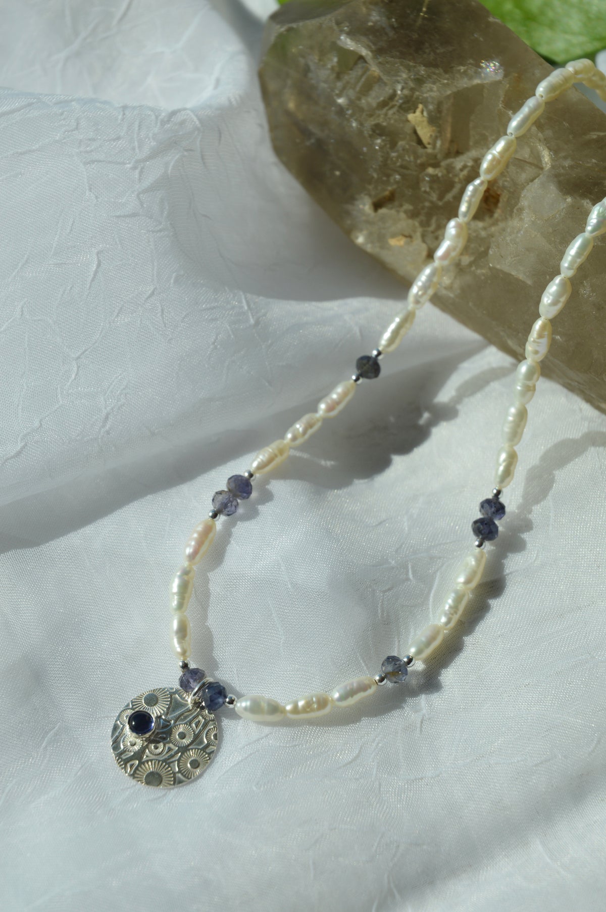 Iolite + Freshwater Pearl Waterfront Necklace